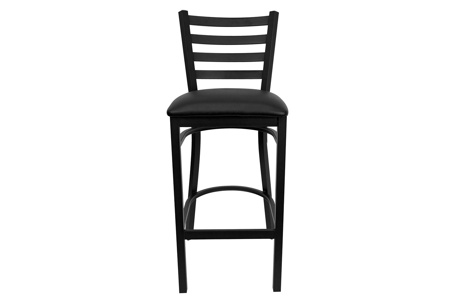 BLNK HERCULES Series Black Metal Ladder Back Restaurant Bar Stool with Vinyl Seat - Black