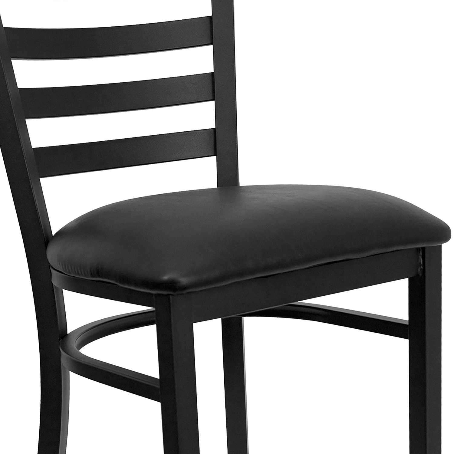 BLNK HERCULES Series Black Metal Ladder Back Restaurant Bar Stool with Vinyl Seat - Black