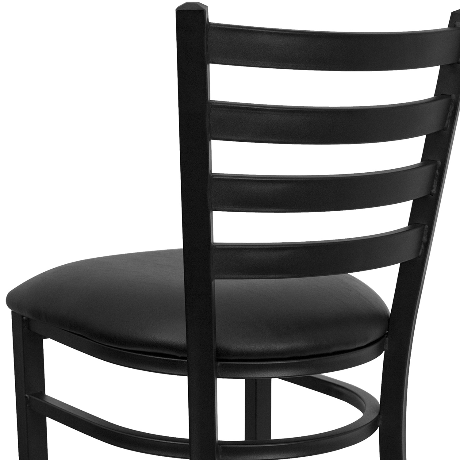 BLNK HERCULES Series Black Metal Ladder Back Restaurant Bar Stool with Vinyl Seat - Black