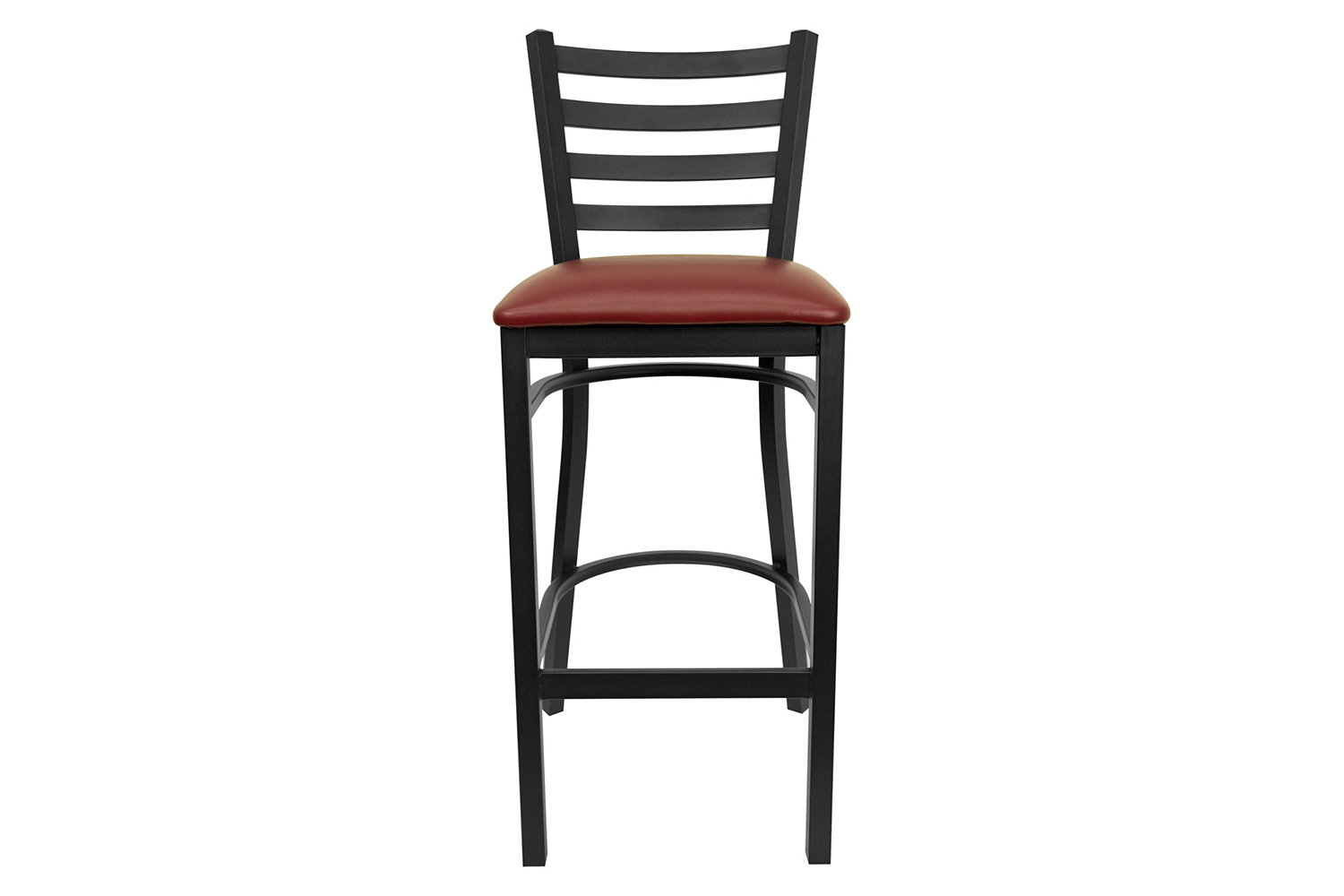 BLNK HERCULES Series Black Metal Ladder Back Restaurant Bar Stool with Vinyl Seat - Burgundy