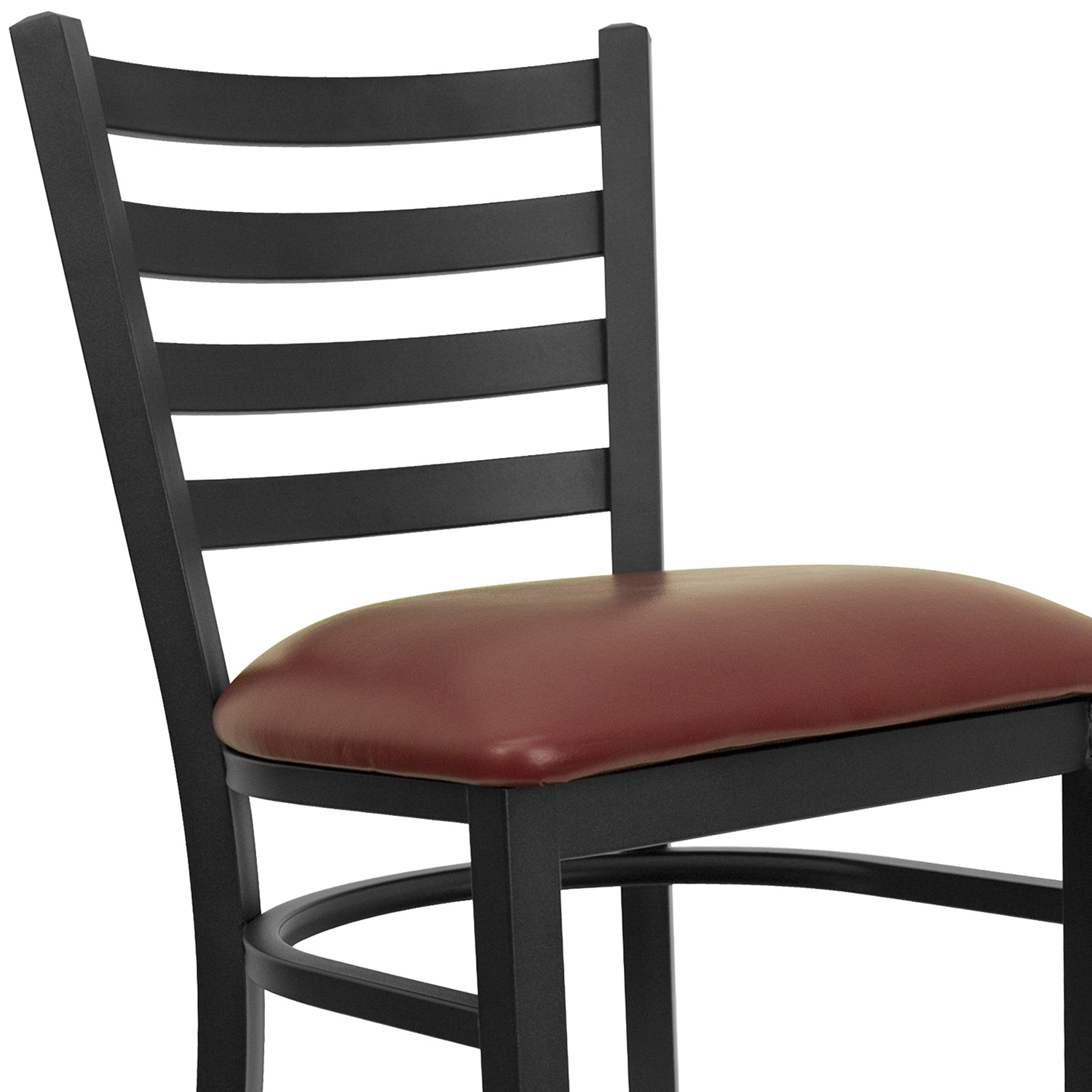 BLNK HERCULES Series Black Metal Ladder Back Restaurant Bar Stool with Vinyl Seat - Burgundy