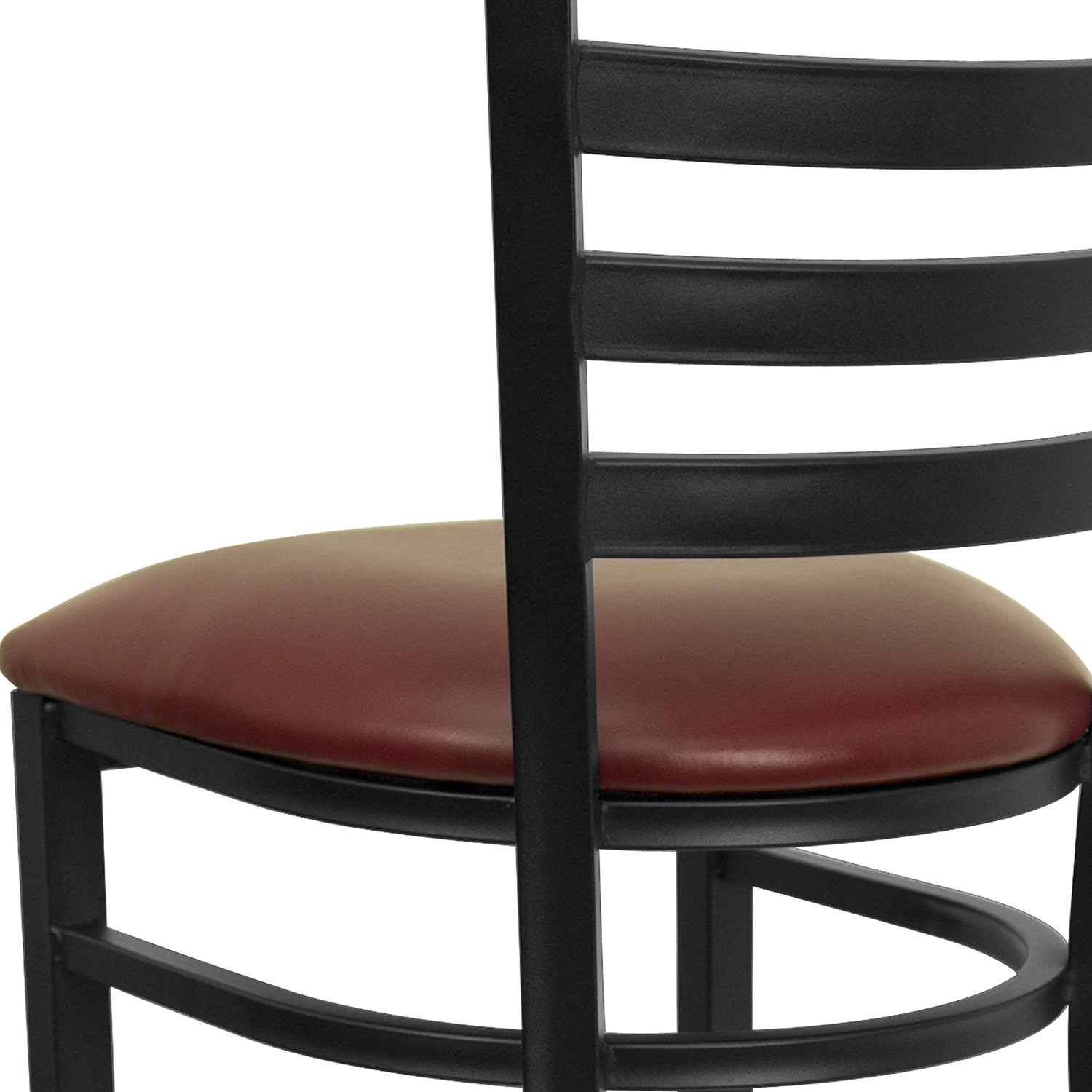 BLNK HERCULES Series Black Metal Ladder Back Restaurant Bar Stool with Vinyl Seat - Burgundy