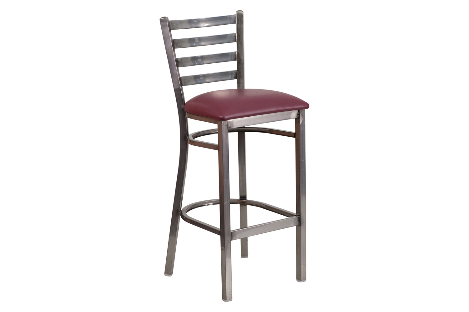 BLNK HERCULES Series Clear Coated Metal Ladder Back Restaurant Bar Stool with Vinyl Seat