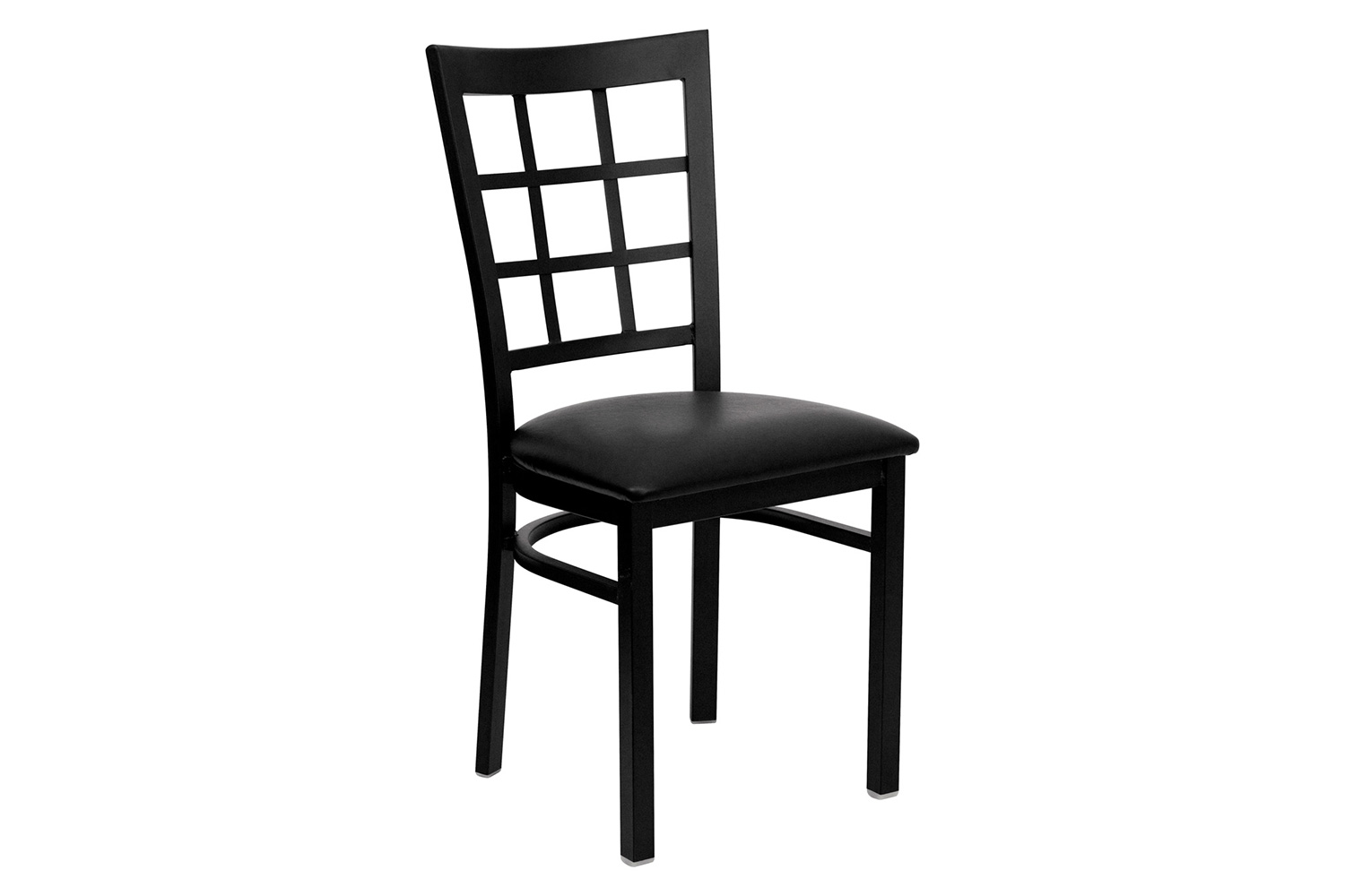 BLNK HERCULES Series Black Metal Window Back Restaurant Chair with Vinyl Seat