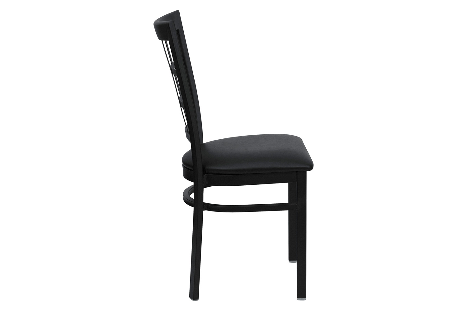 BLNK HERCULES Series Black Metal Window Back Restaurant Chair with Vinyl Seat - Black