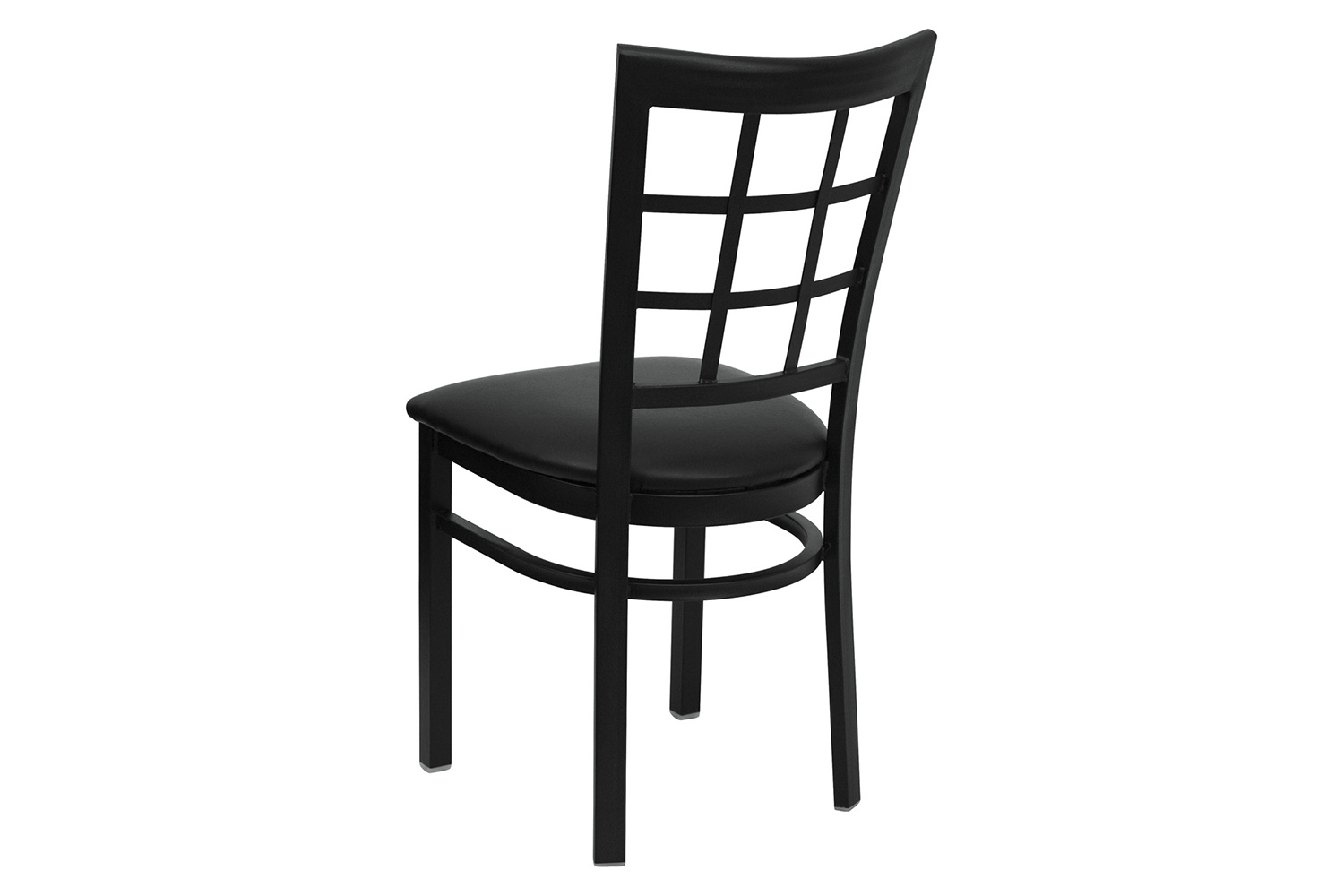 BLNK HERCULES Series Black Metal Window Back Restaurant Chair with Vinyl Seat - Black