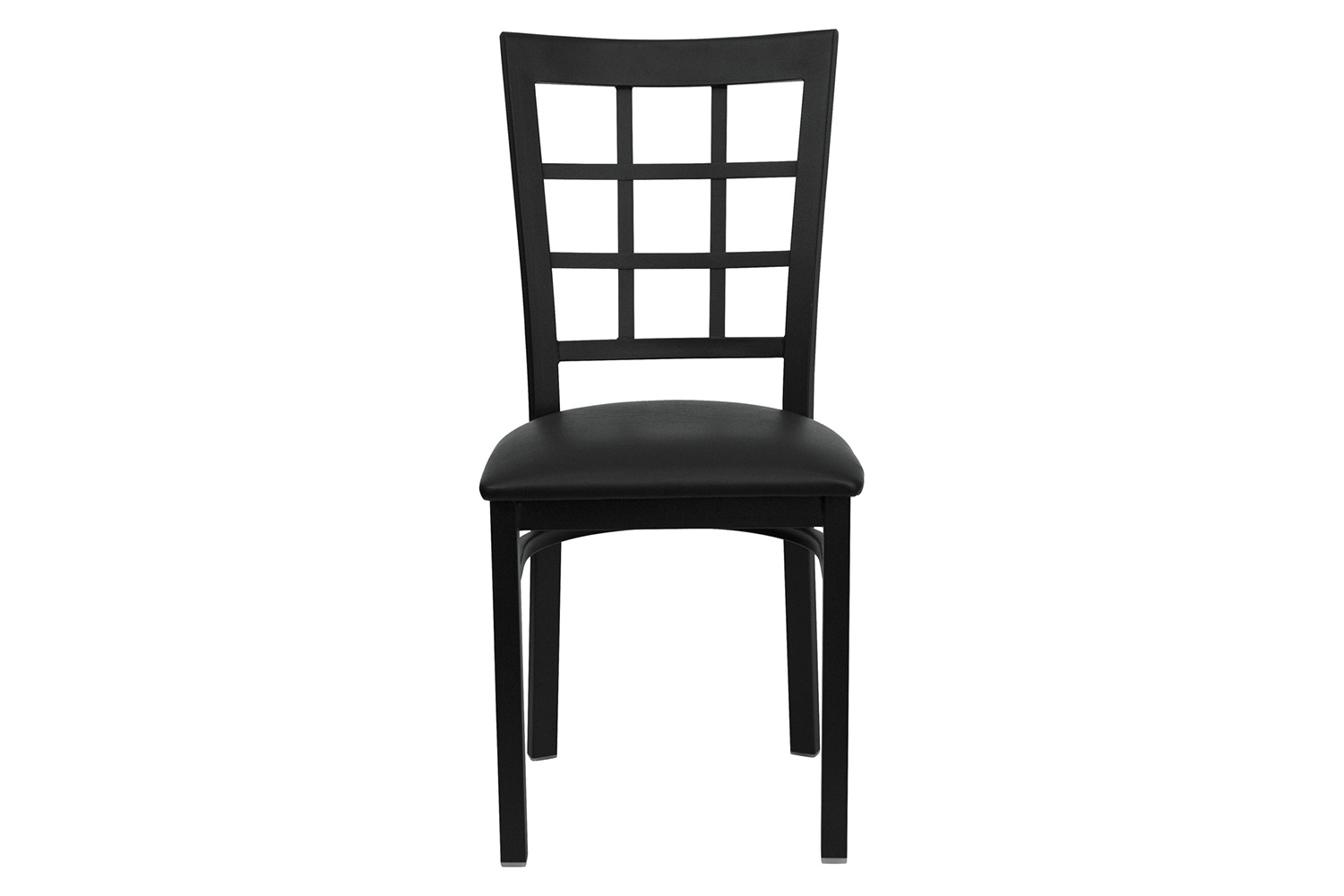 BLNK HERCULES Series Black Metal Window Back Restaurant Chair with Vinyl Seat - Black