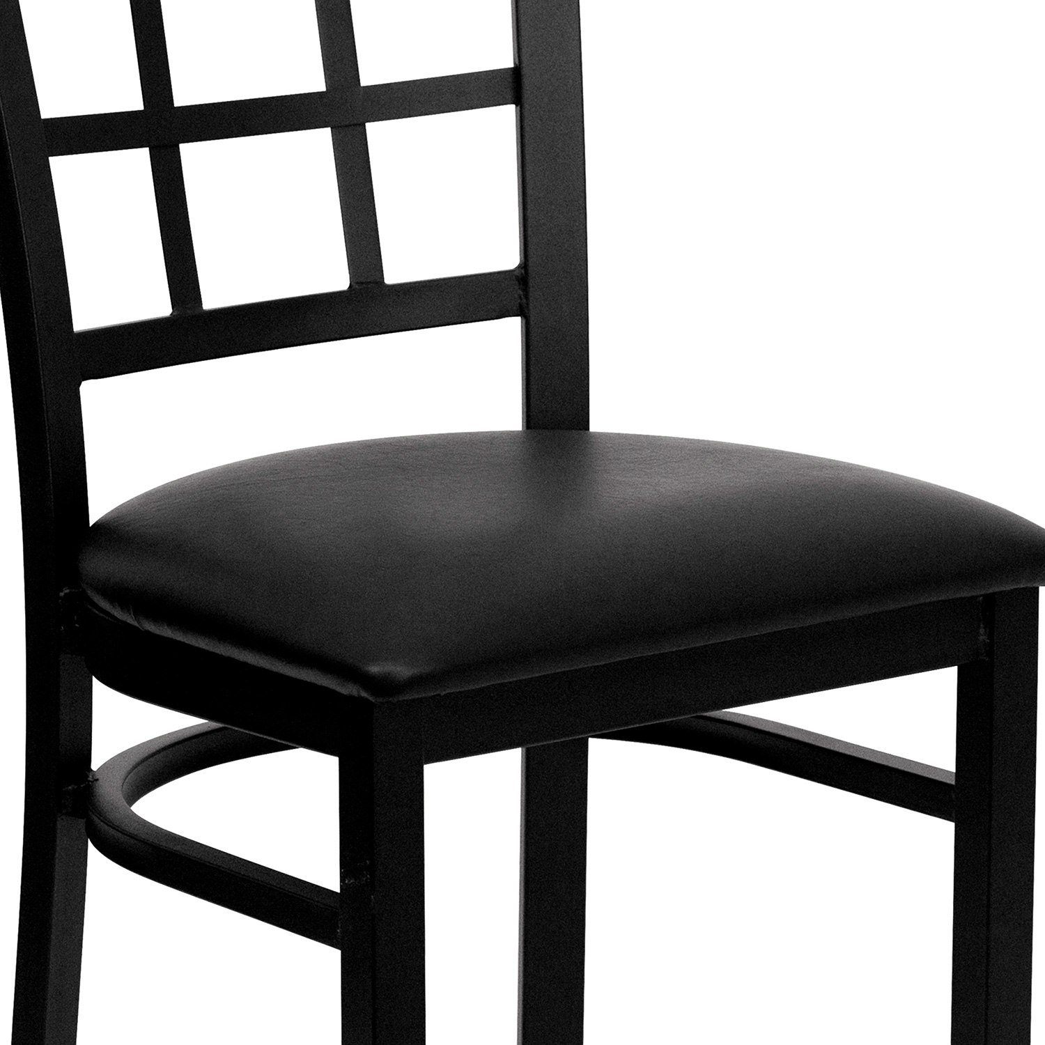 BLNK HERCULES Series Black Metal Window Back Restaurant Chair with Vinyl Seat - Black