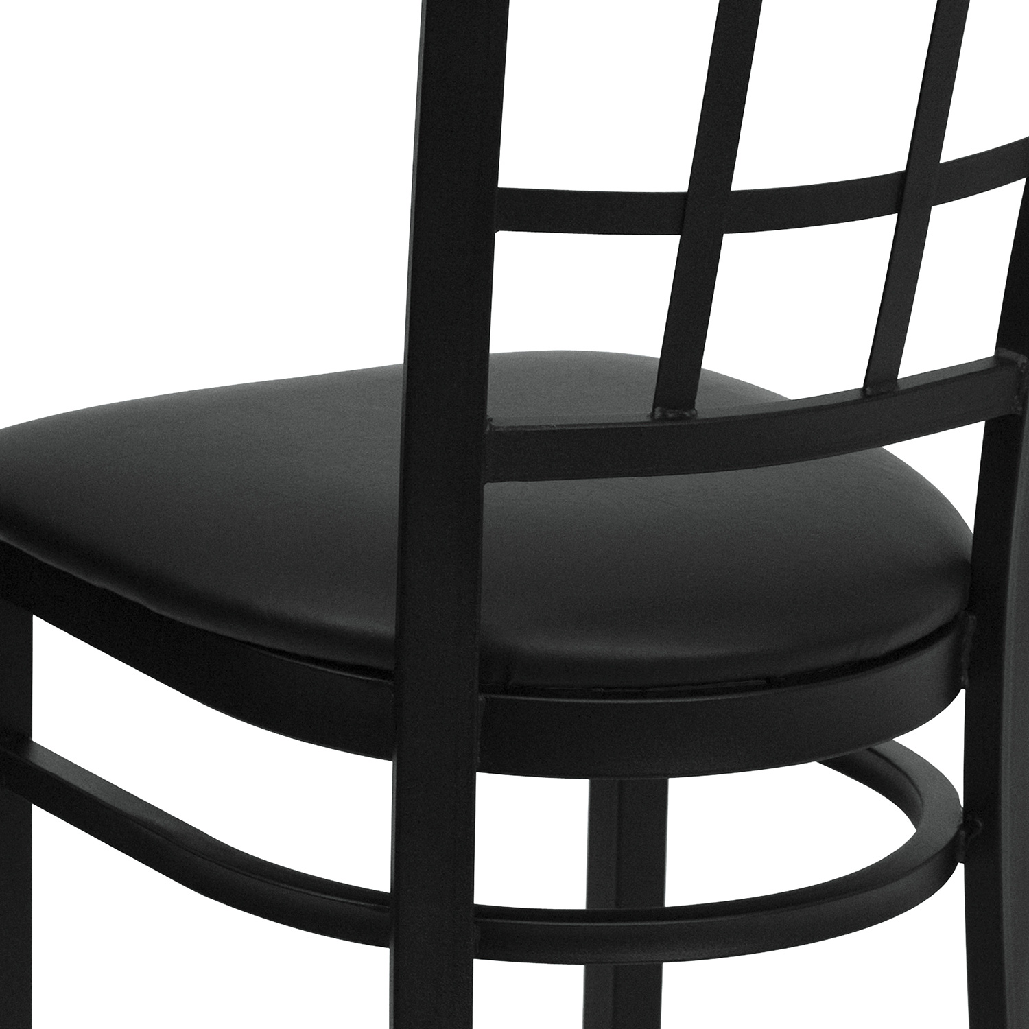 BLNK HERCULES Series Black Metal Window Back Restaurant Chair with Vinyl Seat - Black