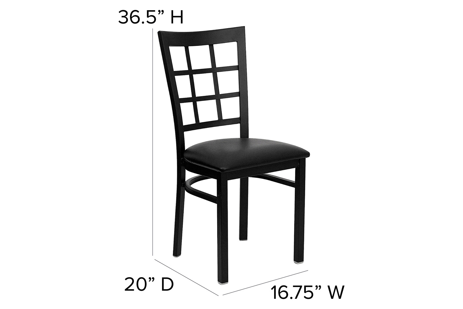 BLNK HERCULES Series Black Metal Window Back Restaurant Chair with Vinyl Seat - Black