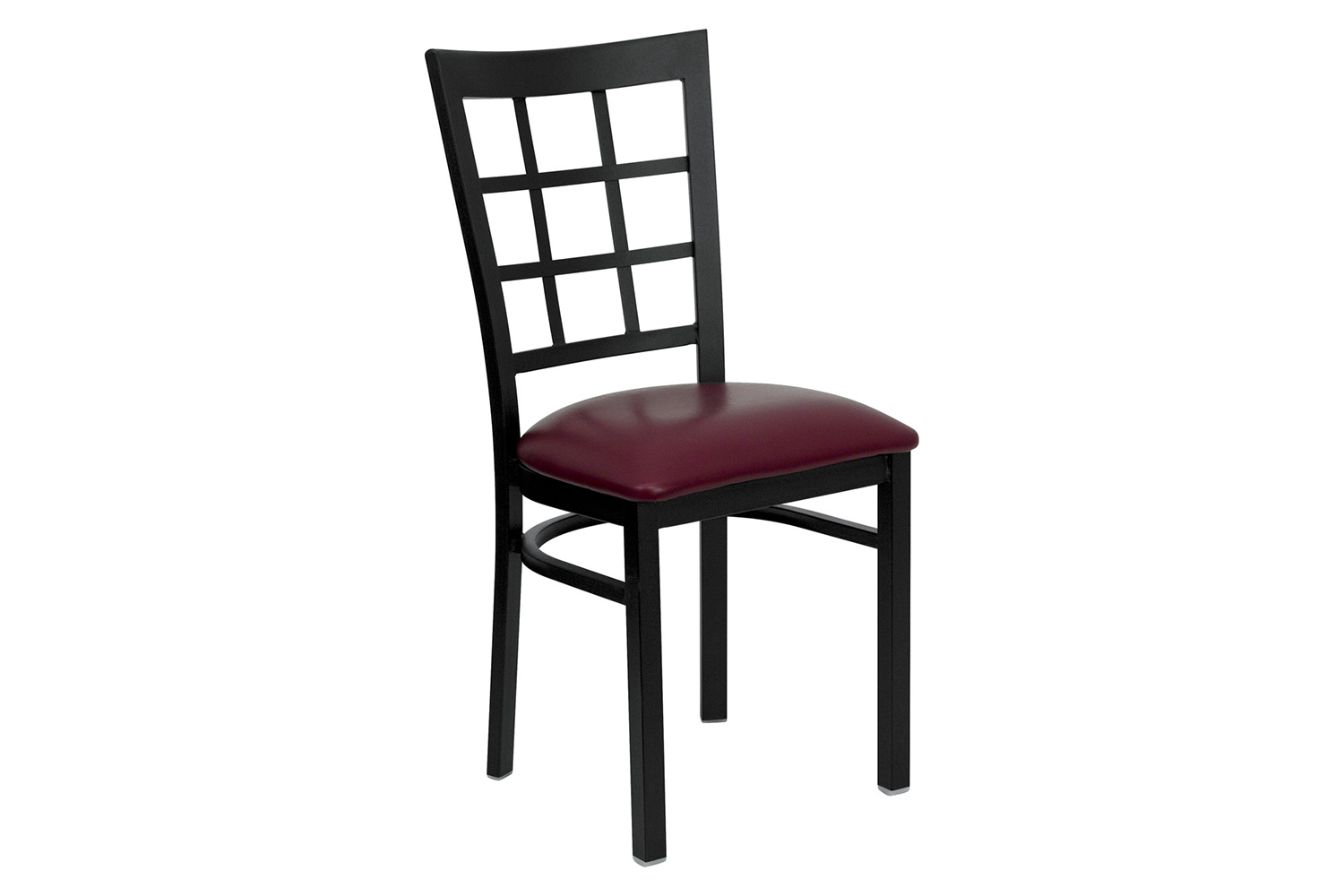 BLNK HERCULES Series Black Metal Window Back Restaurant Chair with Vinyl Seat - Burgundy