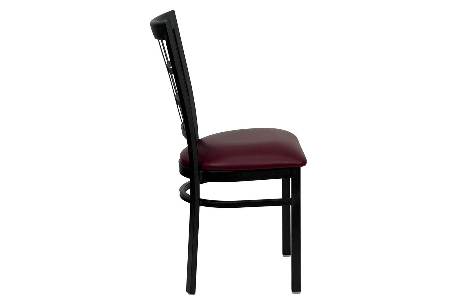 BLNK HERCULES Series Black Metal Window Back Restaurant Chair with Vinyl Seat - Burgundy