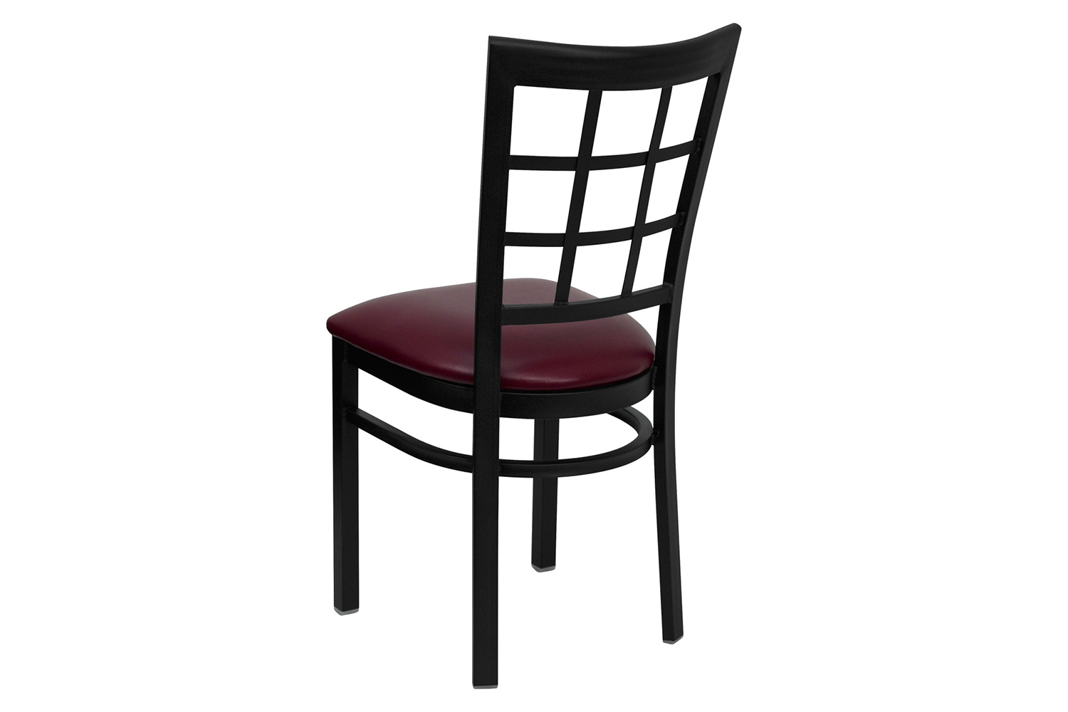 BLNK HERCULES Series Black Metal Window Back Restaurant Chair with Vinyl Seat - Burgundy