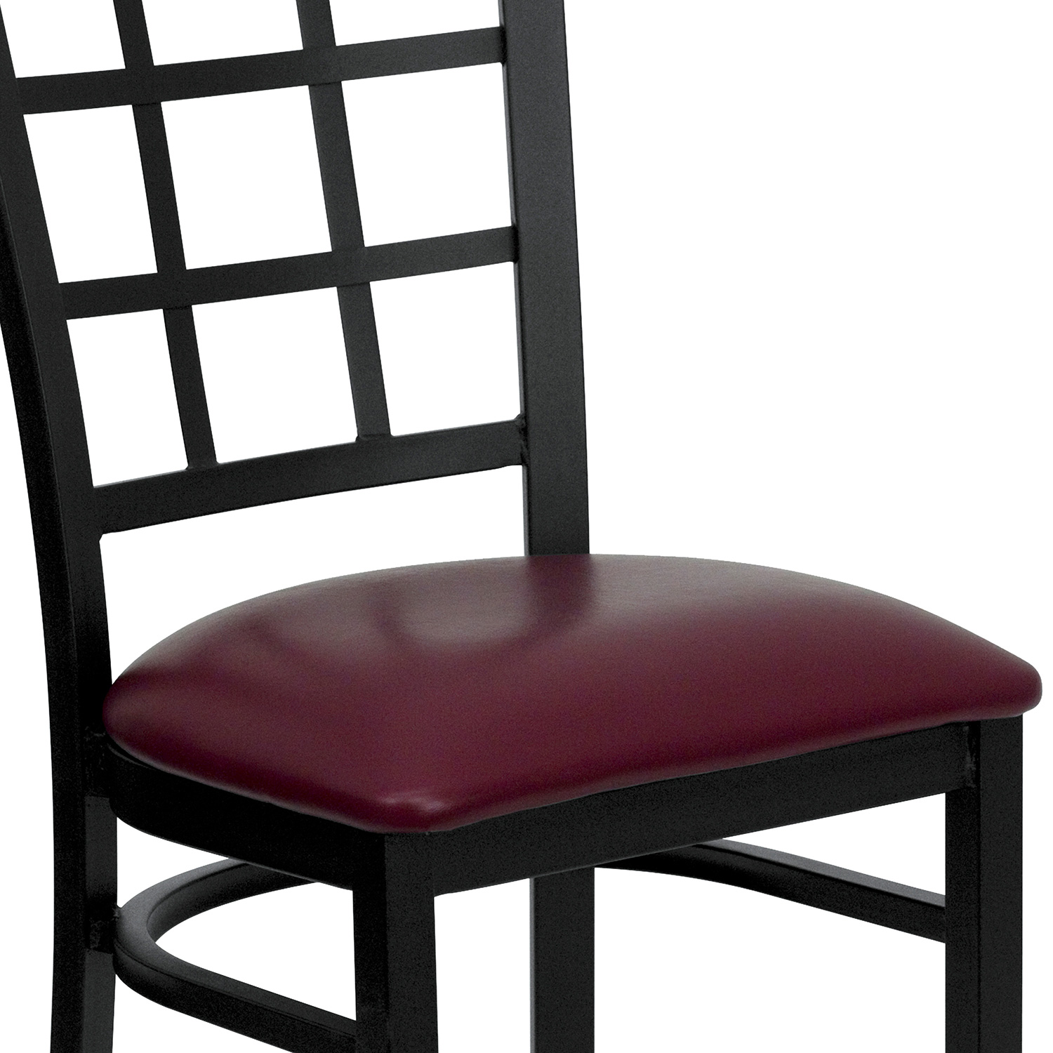 BLNK HERCULES Series Black Metal Window Back Restaurant Chair with Vinyl Seat - Burgundy