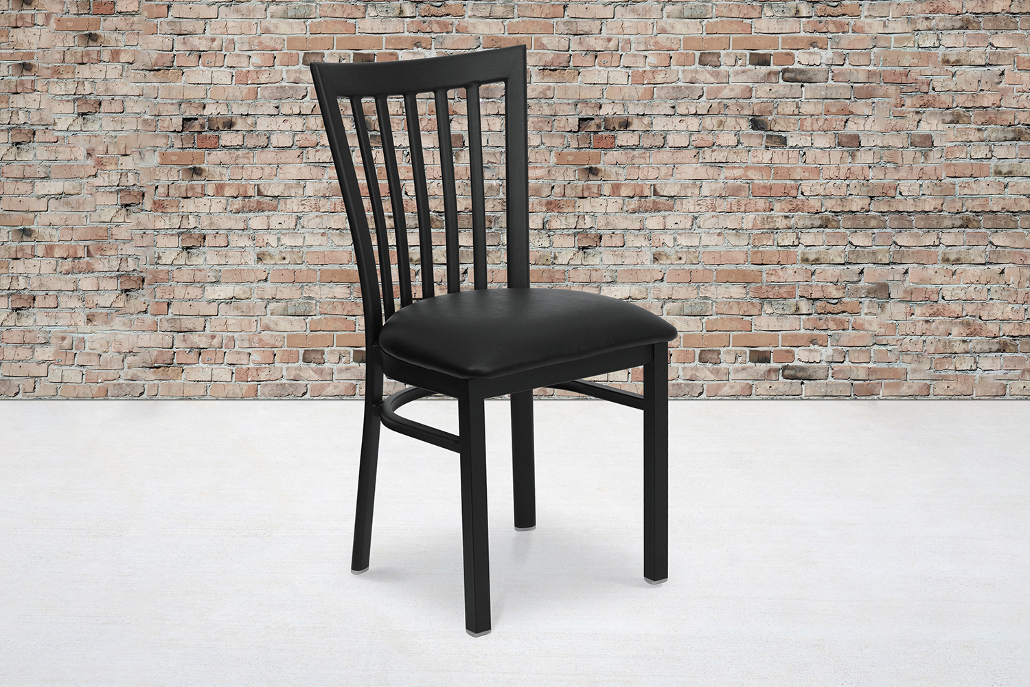 BLNK - HERCULES Series Black Metal School House Back Restaurant Chair with Vinyl Seat