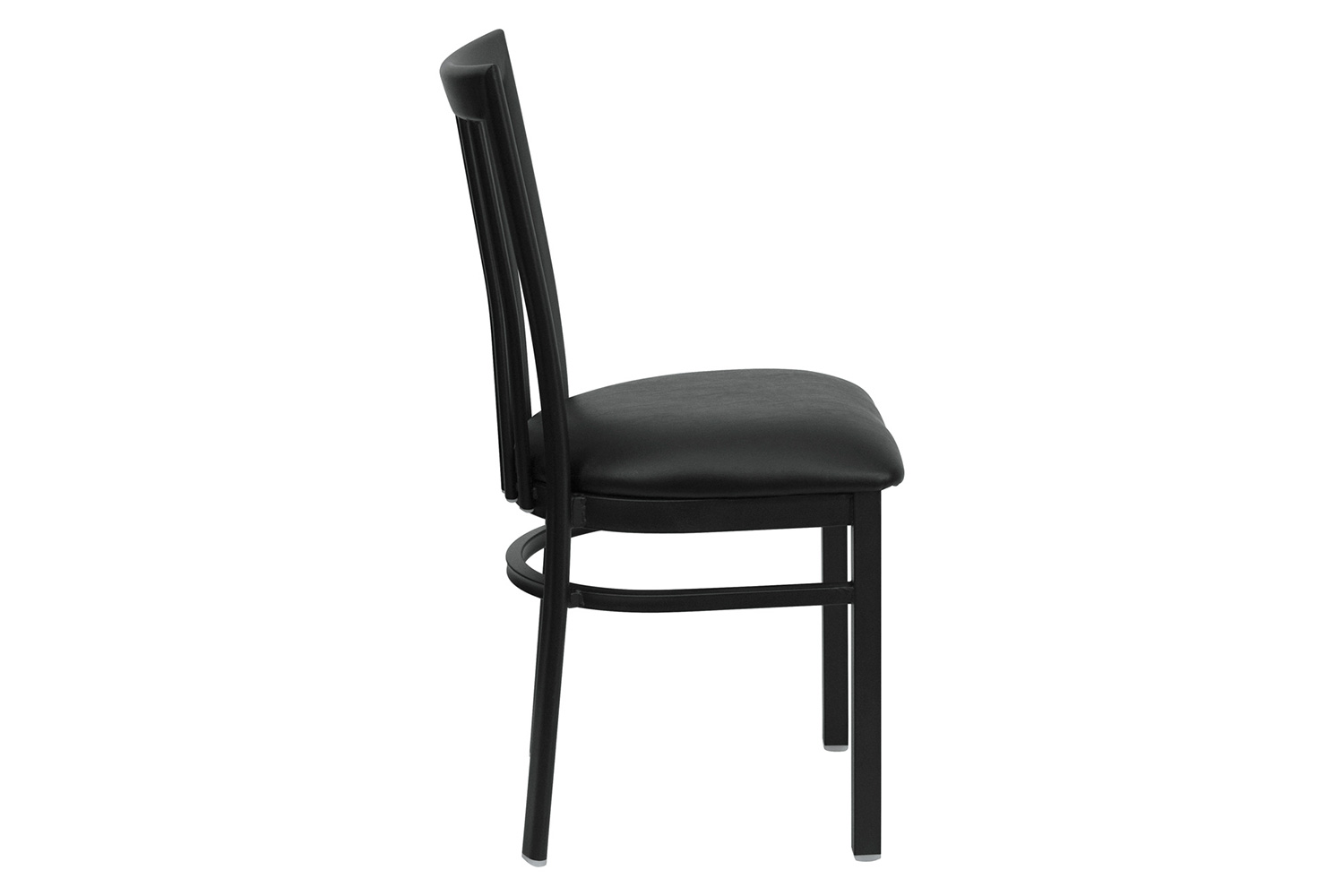 BLNK HERCULES Series Black Metal School House Back Restaurant Chair with Vinyl Seat - Black