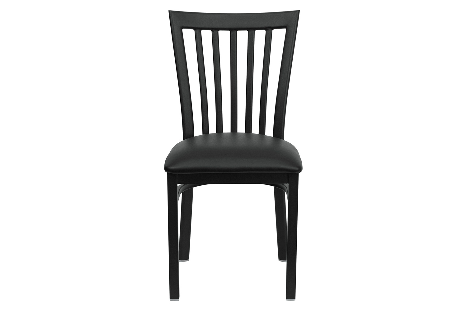 BLNK HERCULES Series Black Metal School House Back Restaurant Chair with Vinyl Seat - Black