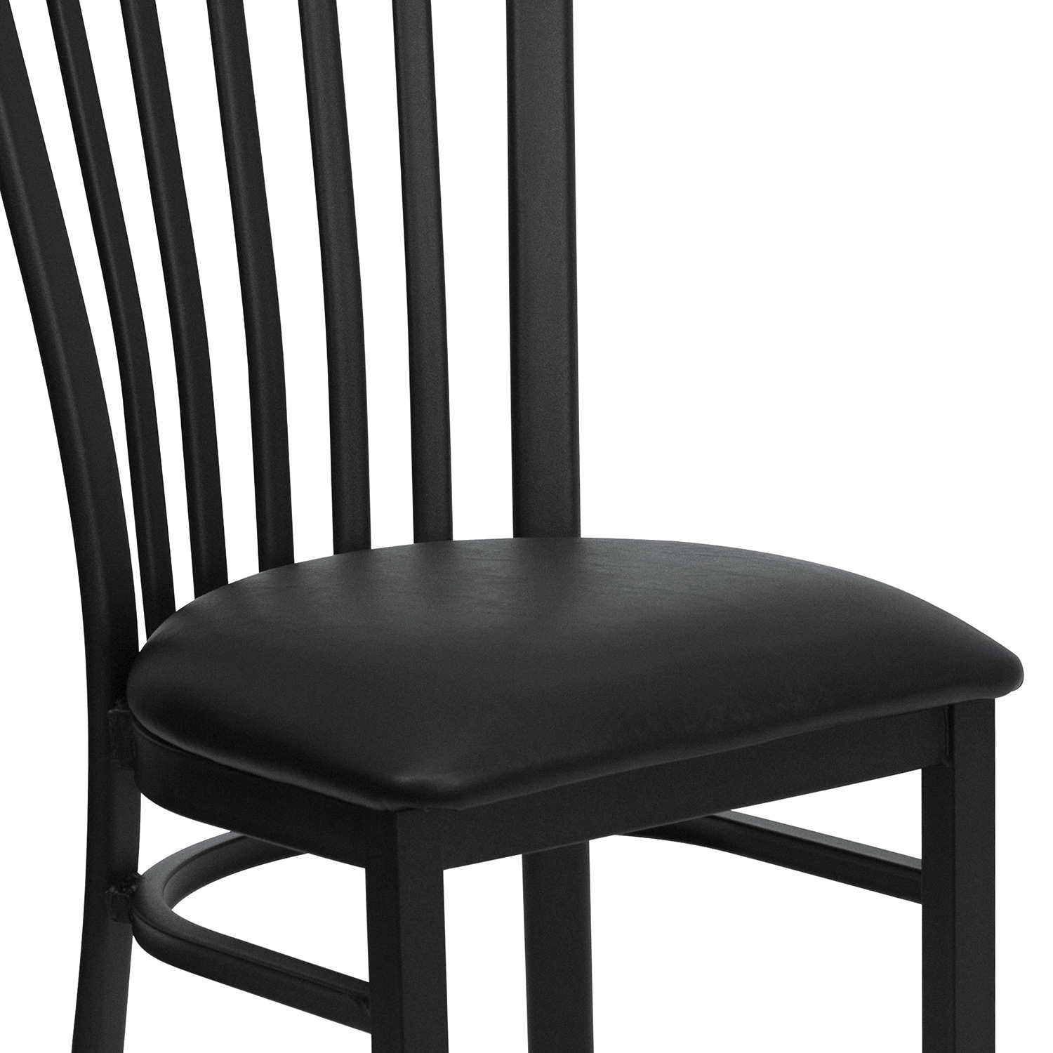 BLNK HERCULES Series Black Metal School House Back Restaurant Chair with Vinyl Seat - Black