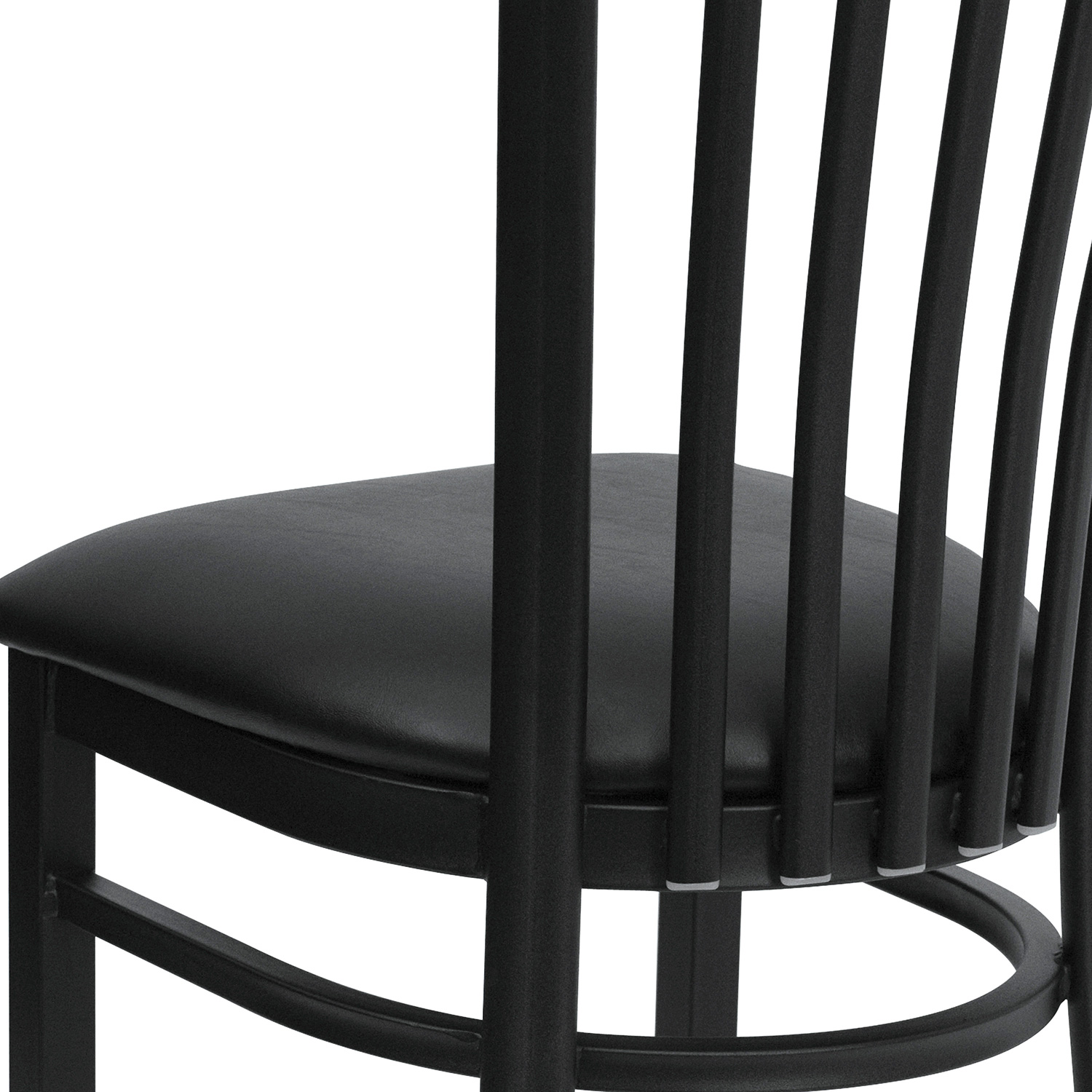 BLNK HERCULES Series Black Metal School House Back Restaurant Chair with Vinyl Seat - Black