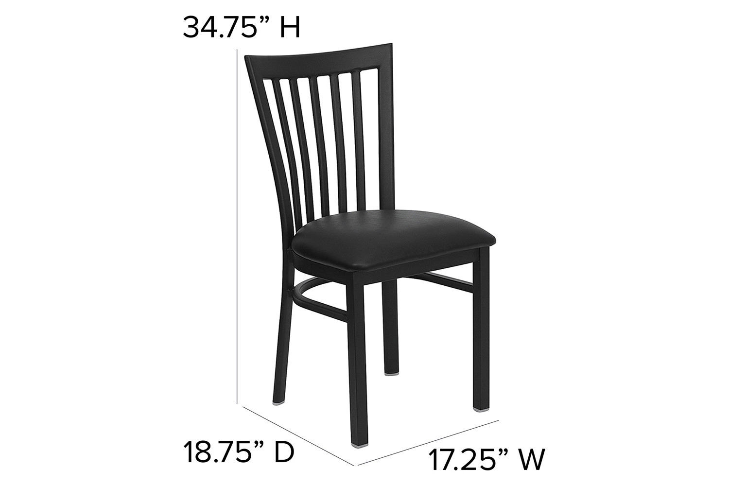 BLNK HERCULES Series Black Metal School House Back Restaurant Chair with Vinyl Seat - Black