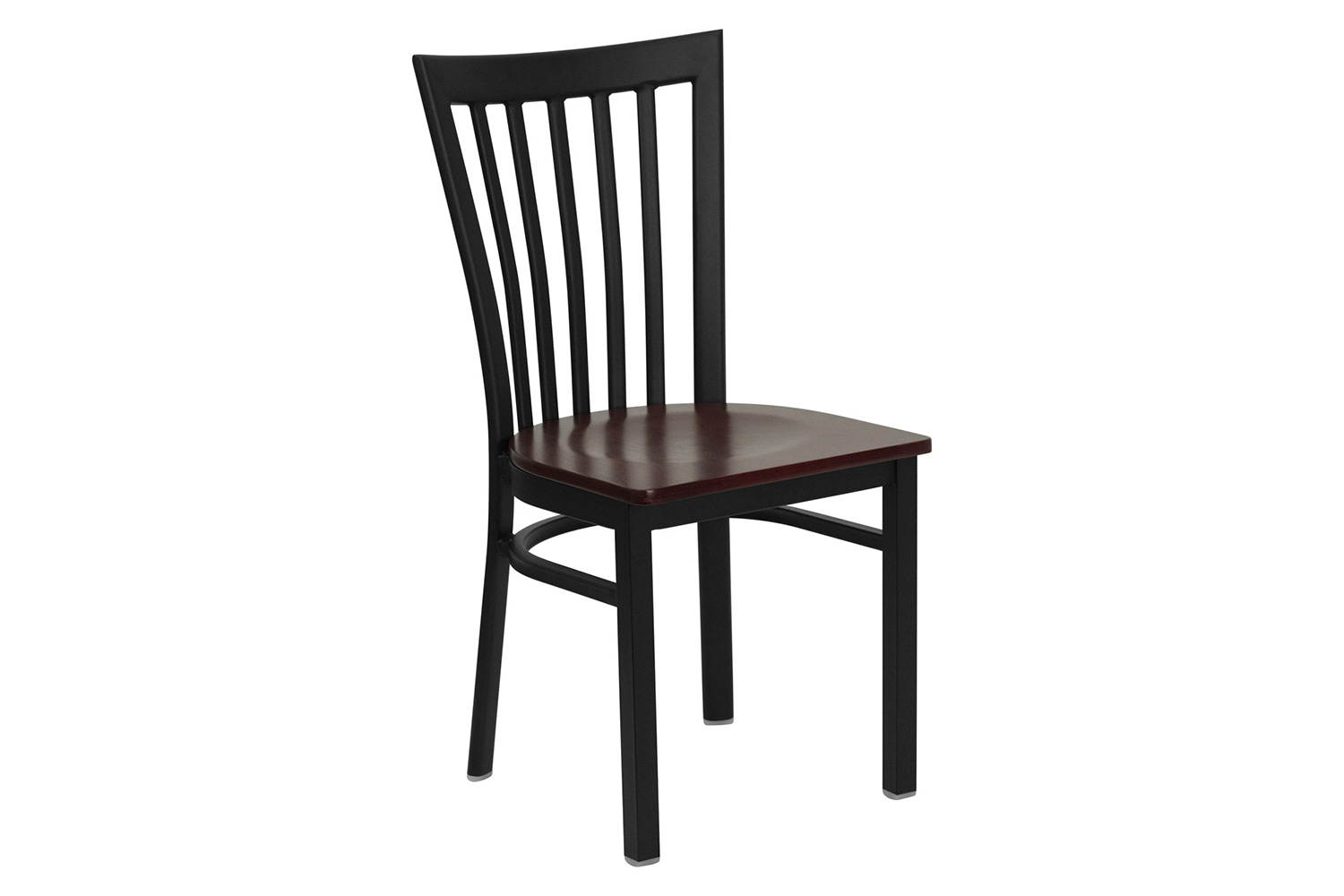 BLNK HERCULES Series Black Metal School House Back Restaurant Chair with Wood Seat