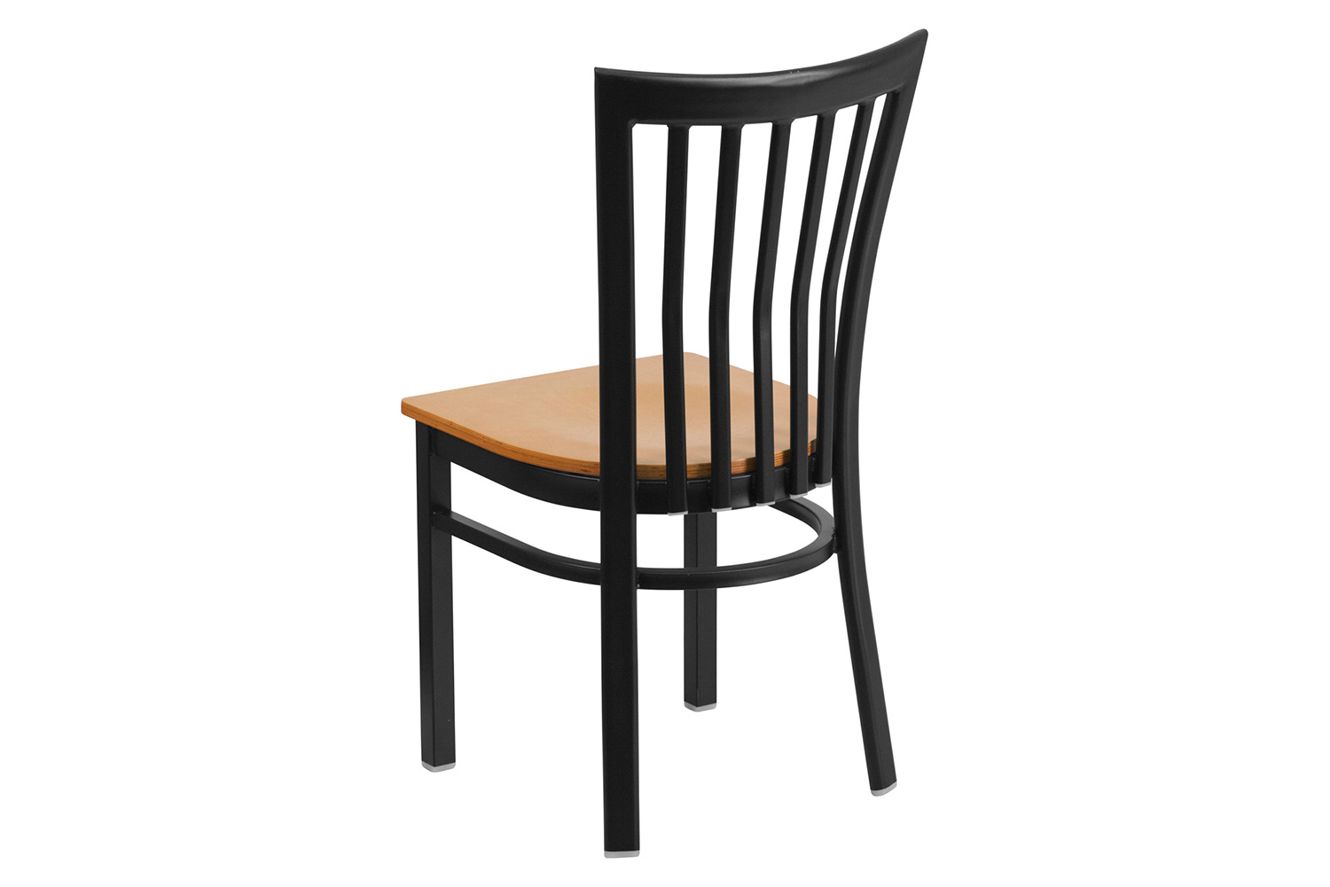 BLNK HERCULES Series Black Metal School House Back Restaurant Chair with Wood Seat - Natural