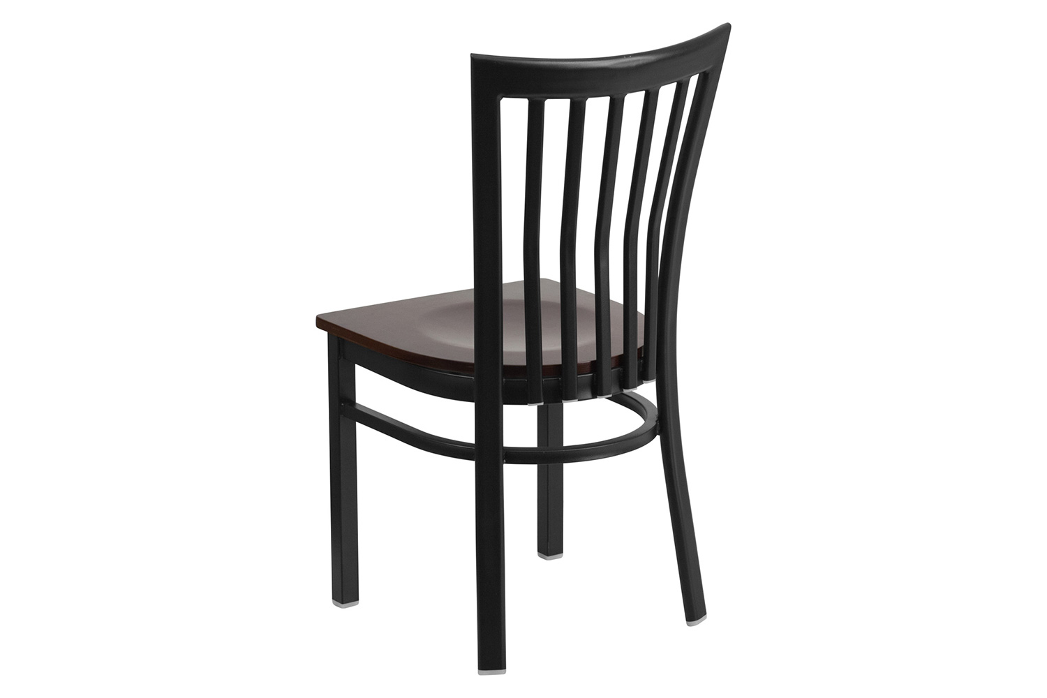 BLNK HERCULES Series Black Metal School House Back Restaurant Chair with Wood Seat - Walnut