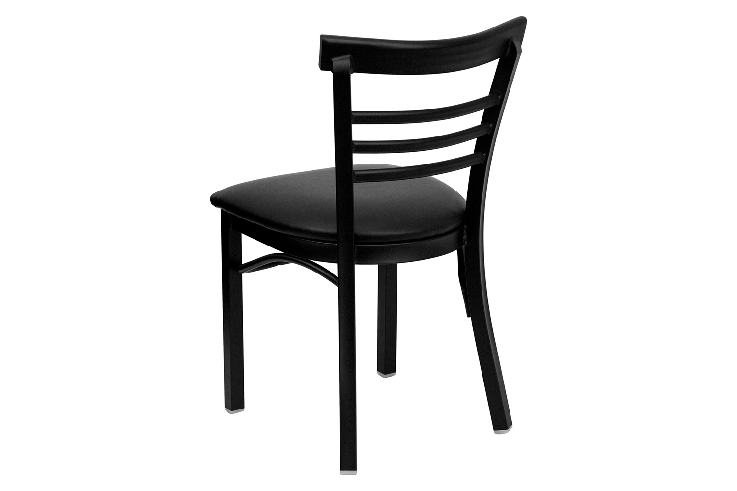 BLNK HERCULES Series Black Metal Three-Slat Ladder Back Restaurant Chair with Vinyl Seat - Black