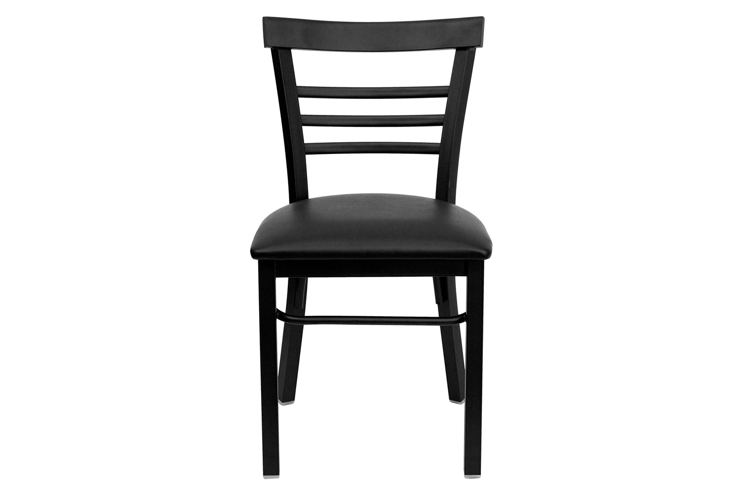 BLNK HERCULES Series Black Metal Three-Slat Ladder Back Restaurant Chair with Vinyl Seat - Black