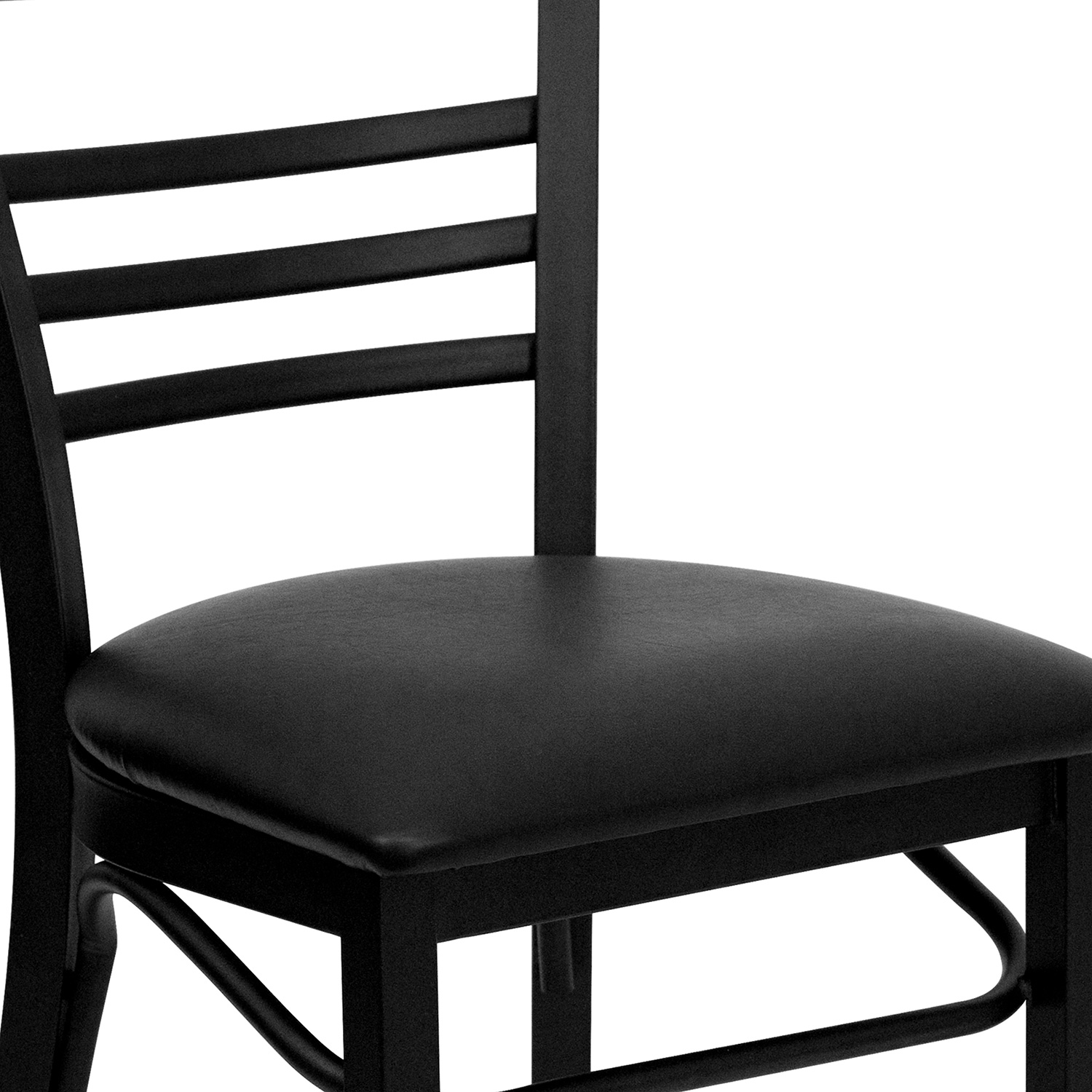 BLNK HERCULES Series Black Metal Three-Slat Ladder Back Restaurant Chair with Vinyl Seat - Black