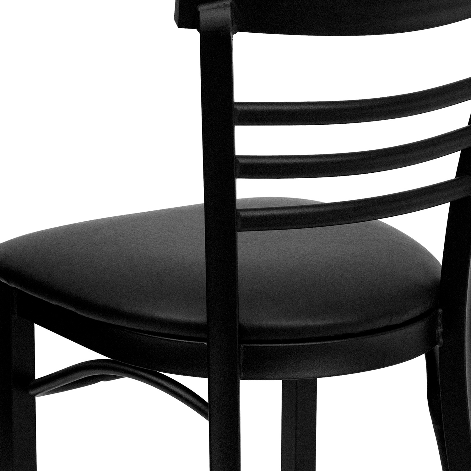 BLNK HERCULES Series Black Metal Three-Slat Ladder Back Restaurant Chair with Vinyl Seat - Black