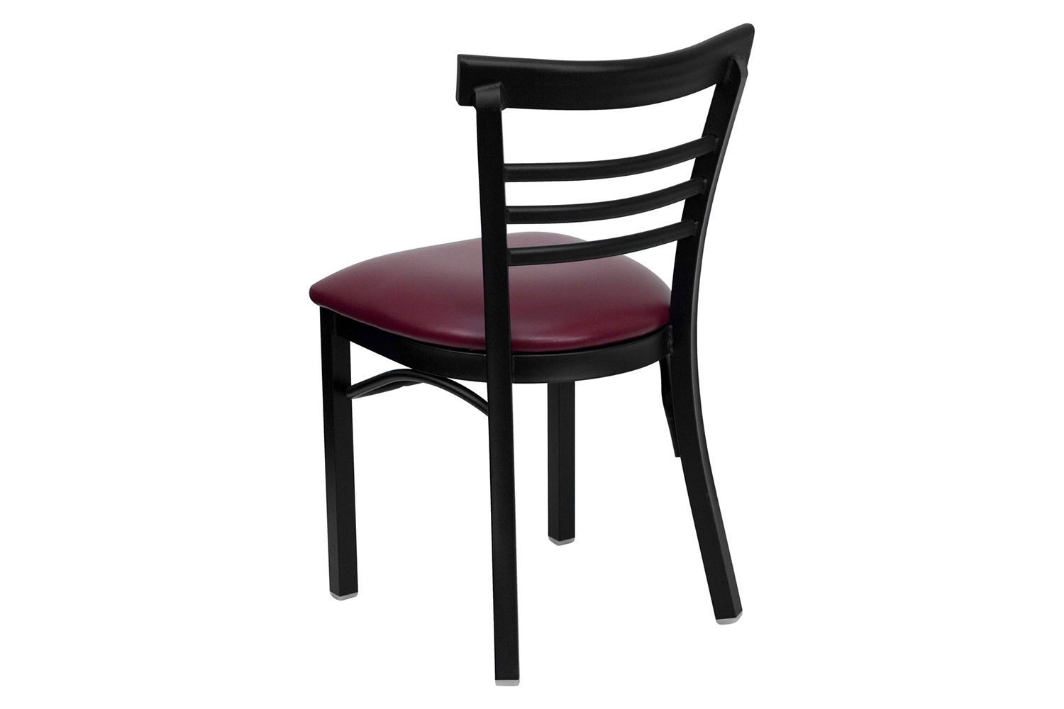 BLNK HERCULES Series Black Metal Three-Slat Ladder Back Restaurant Chair with Vinyl Seat - Burgundy