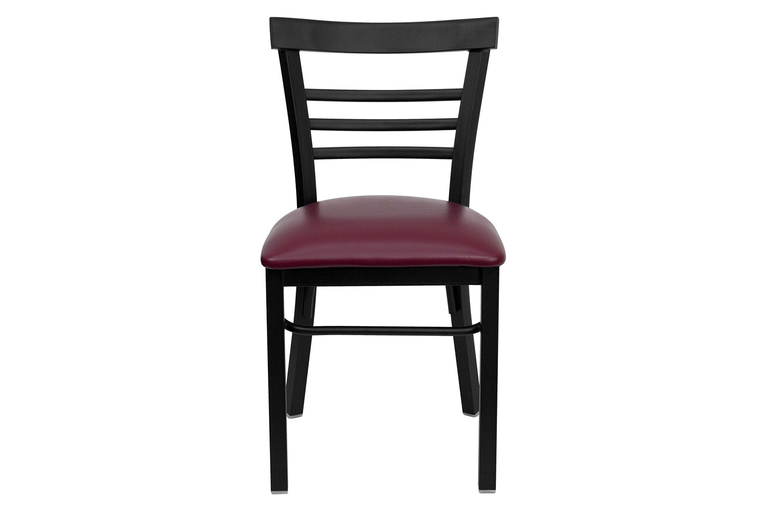 BLNK HERCULES Series Black Metal Three-Slat Ladder Back Restaurant Chair with Vinyl Seat - Burgundy