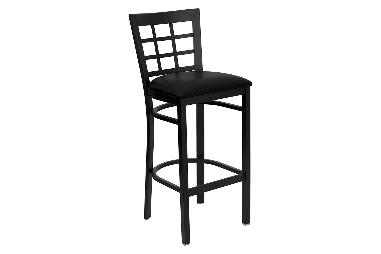 BLNK HERCULES Series Black Metal Window Back Restaurant Bar Stool with Vinyl Seat - Black