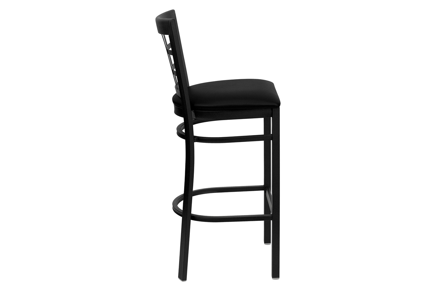 BLNK HERCULES Series Black Metal Window Back Restaurant Bar Stool with Vinyl Seat - Black