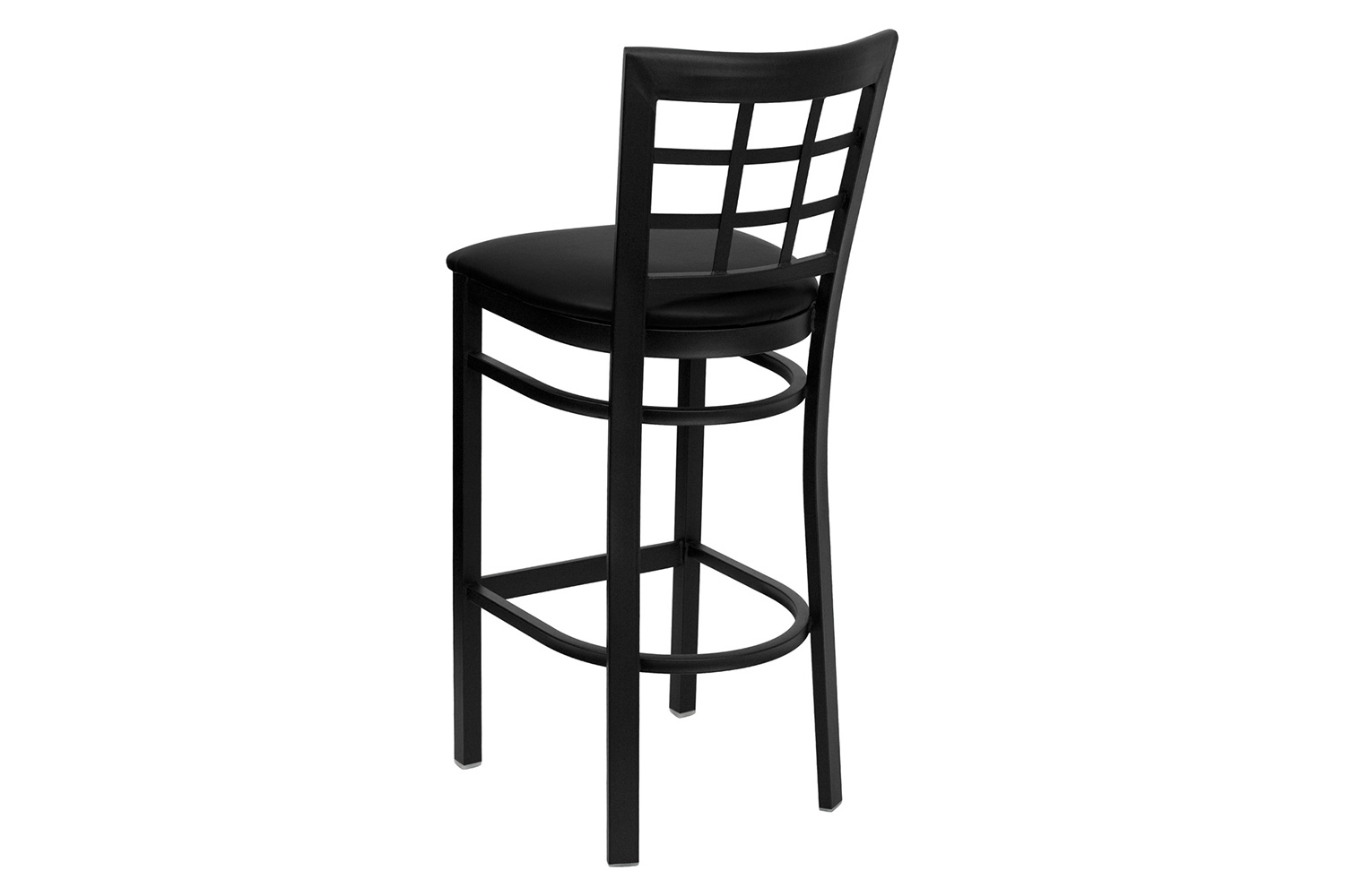 BLNK HERCULES Series Black Metal Window Back Restaurant Bar Stool with Vinyl Seat - Black