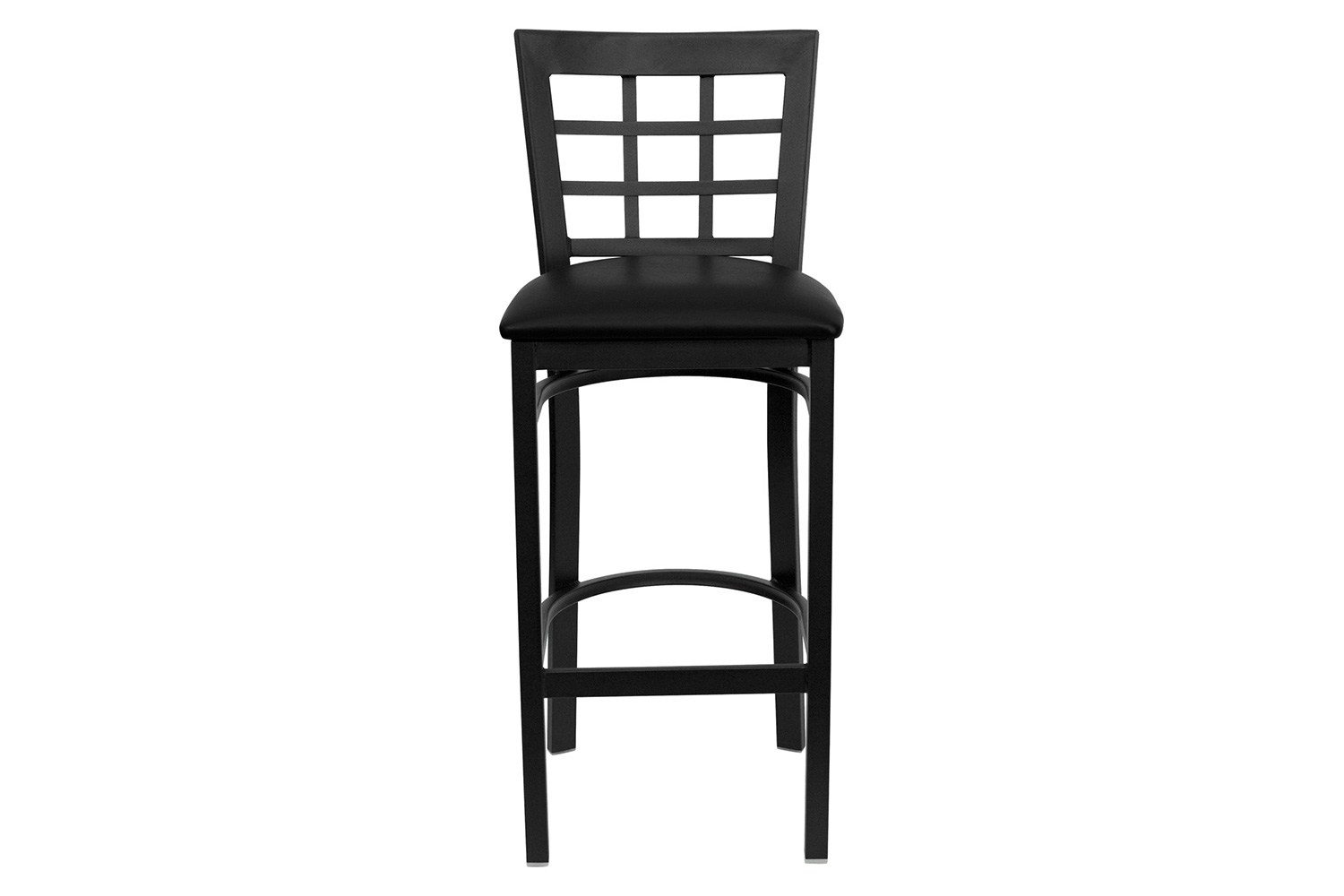 BLNK HERCULES Series Black Metal Window Back Restaurant Bar Stool with Vinyl Seat - Black