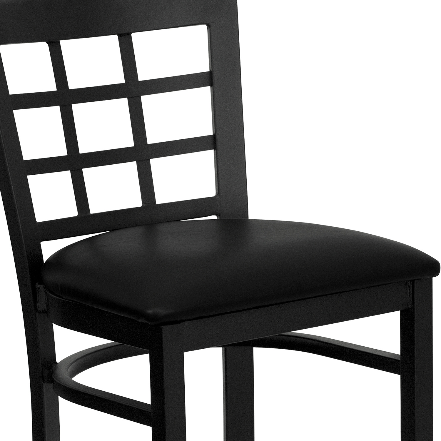 BLNK HERCULES Series Black Metal Window Back Restaurant Bar Stool with Vinyl Seat - Black