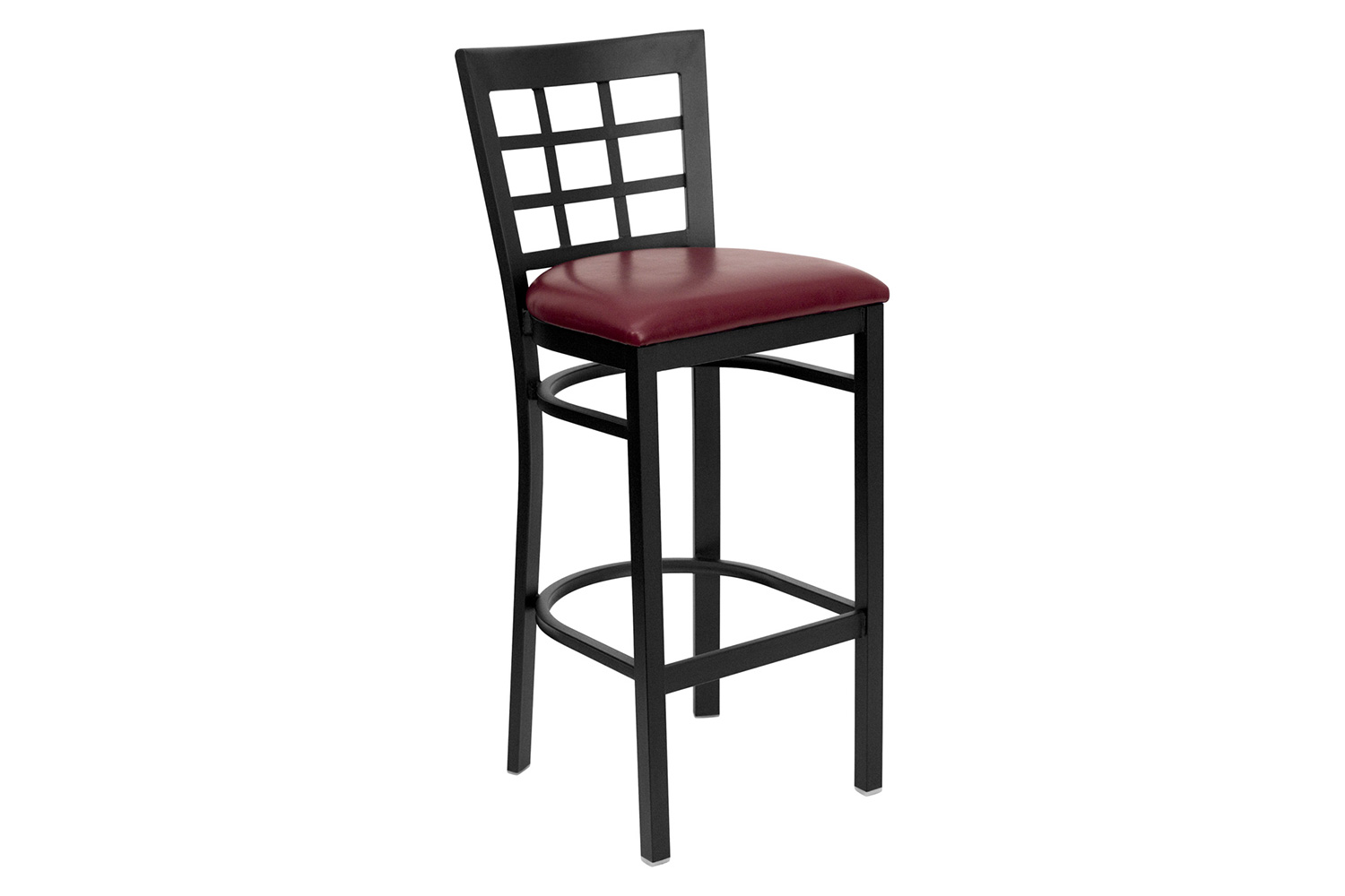 BLNK HERCULES Series Black Metal Window Back Restaurant Bar Stool with Vinyl Seat