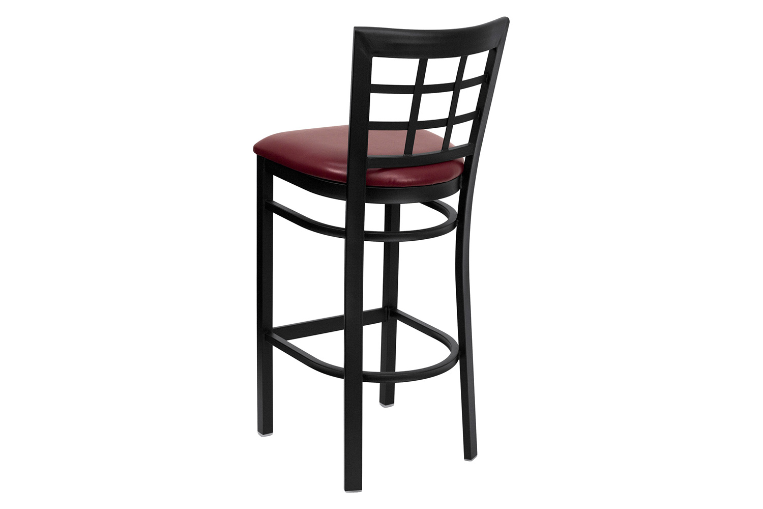 BLNK HERCULES Series Black Metal Window Back Restaurant Bar Stool with Vinyl Seat - Burgundy