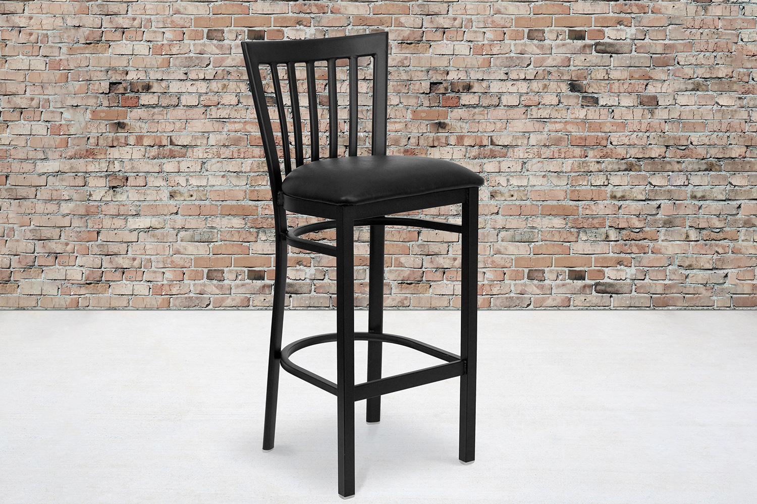 BLNK HERCULES Series Black Metal School House Back Restaurant Bar Stool with Vinyl Seat