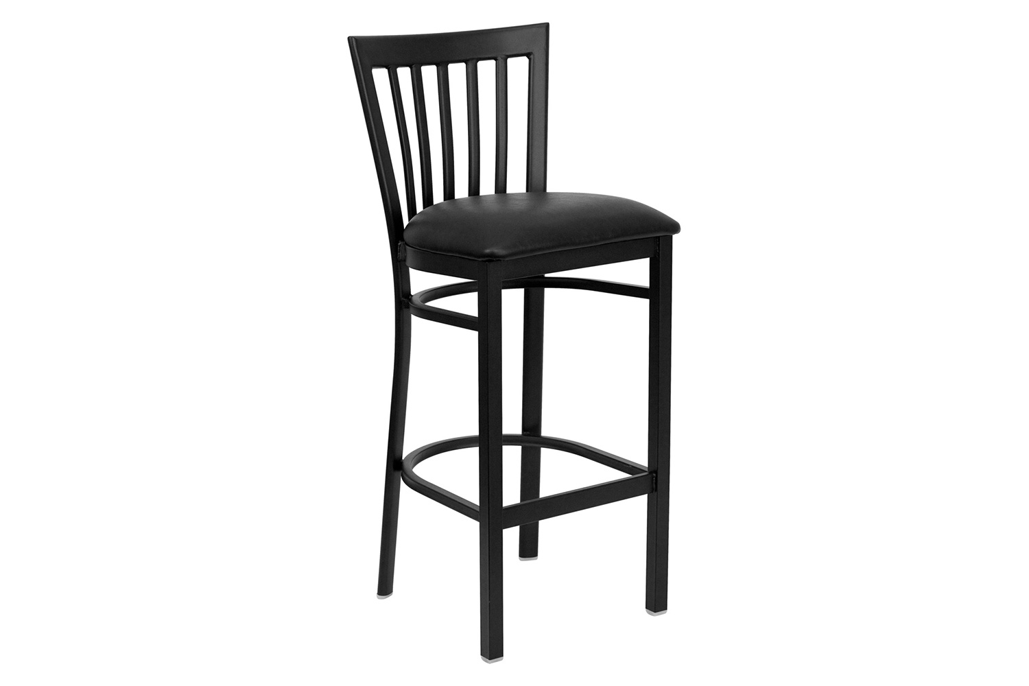 BLNK HERCULES Series Black Metal School House Back Restaurant Bar Stool with Vinyl Seat - Black