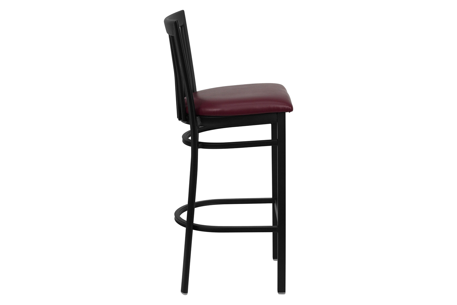 BLNK HERCULES Series Black Metal School House Back Restaurant Bar Stool with Vinyl Seat - Burgundy