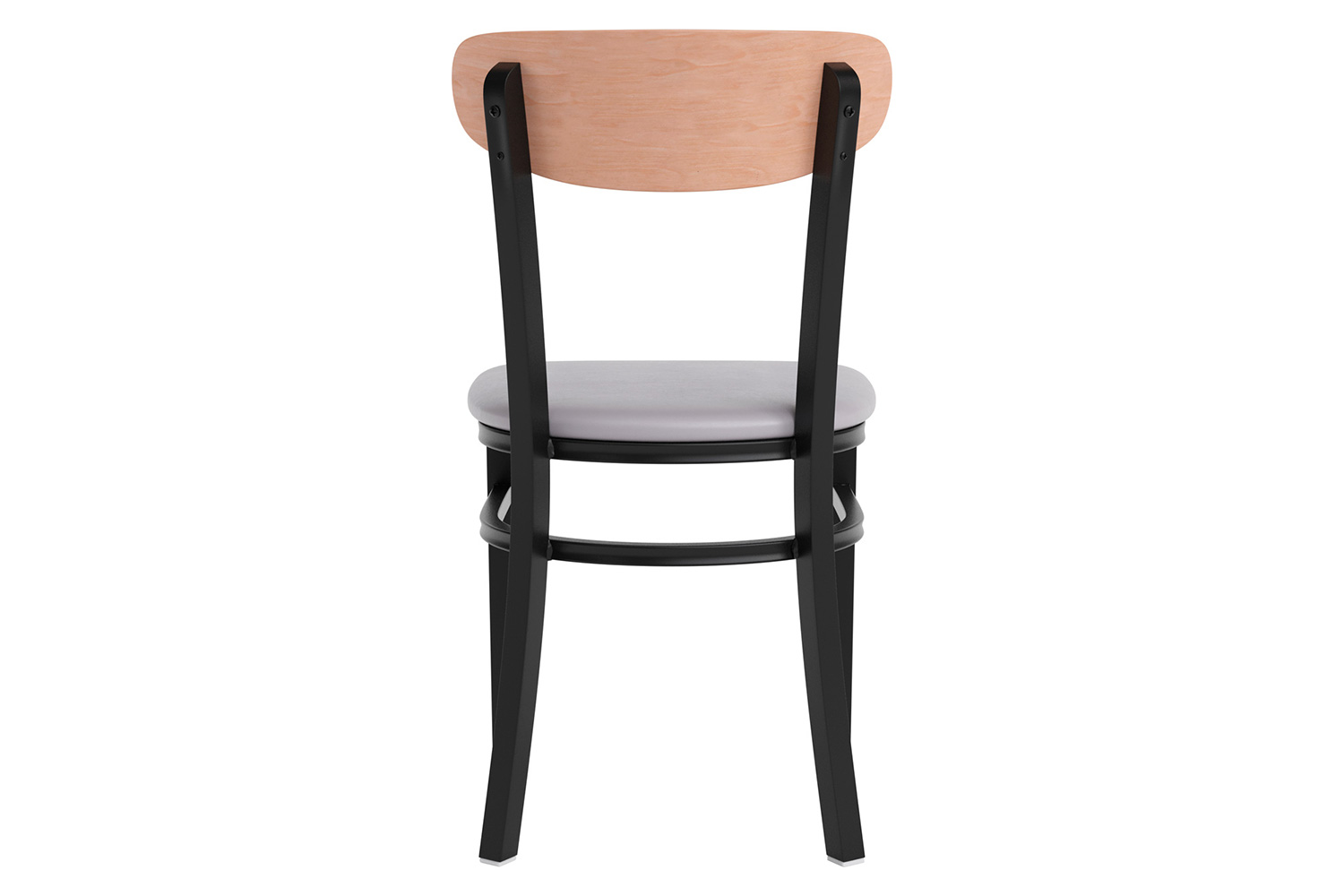 BLNK Wright Commercial Vinyl Dining Chair with Natural Birch Finish Wooden Boomerang Back - Gray