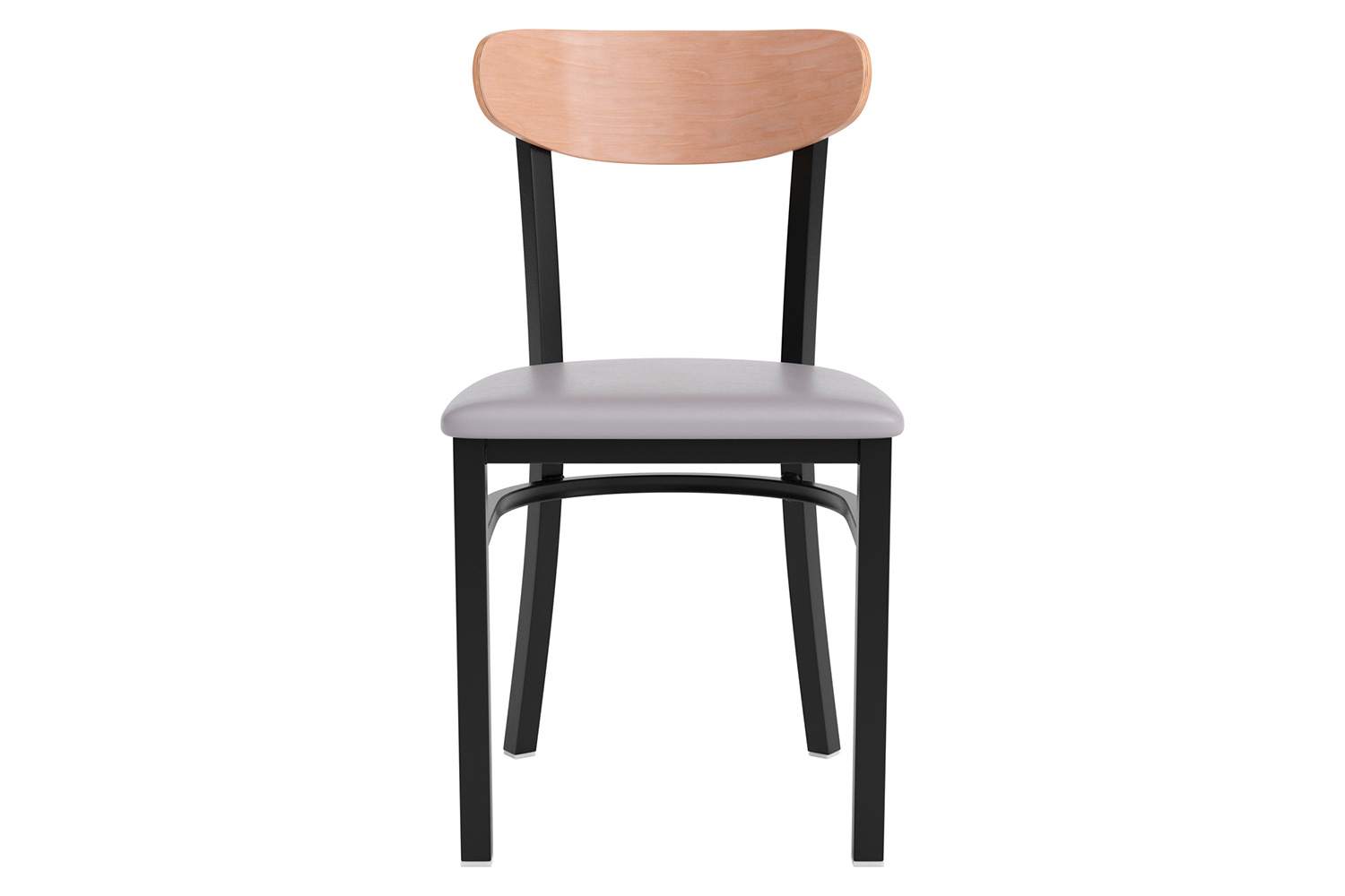 BLNK Wright Commercial Vinyl Dining Chair with Natural Birch Finish Wooden Boomerang Back - Gray