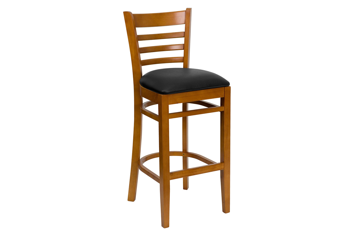 BLNK HERCULES Series Cherry Wood Ladder Back Restaurant Bar Stool with Vinyl Seat