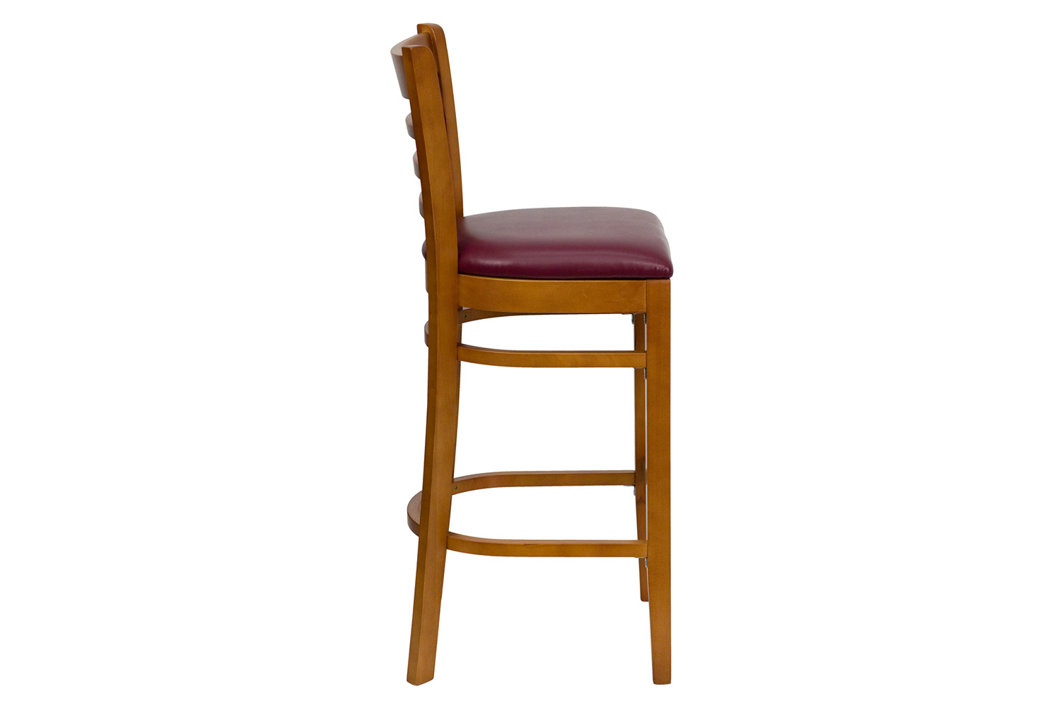 BLNK HERCULES Series Cherry Wood Ladder Back Restaurant Bar Stool with Vinyl Seat - Burgundy