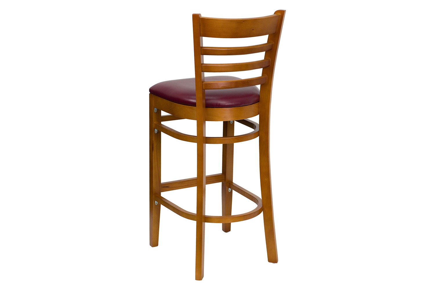 BLNK HERCULES Series Cherry Wood Ladder Back Restaurant Bar Stool with Vinyl Seat - Burgundy