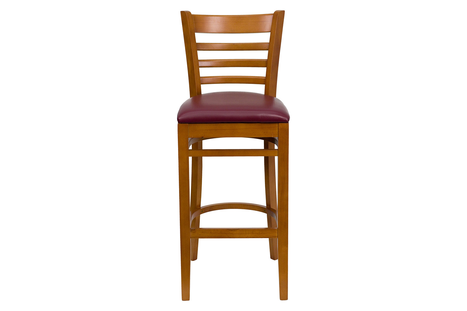 BLNK HERCULES Series Cherry Wood Ladder Back Restaurant Bar Stool with Vinyl Seat - Burgundy