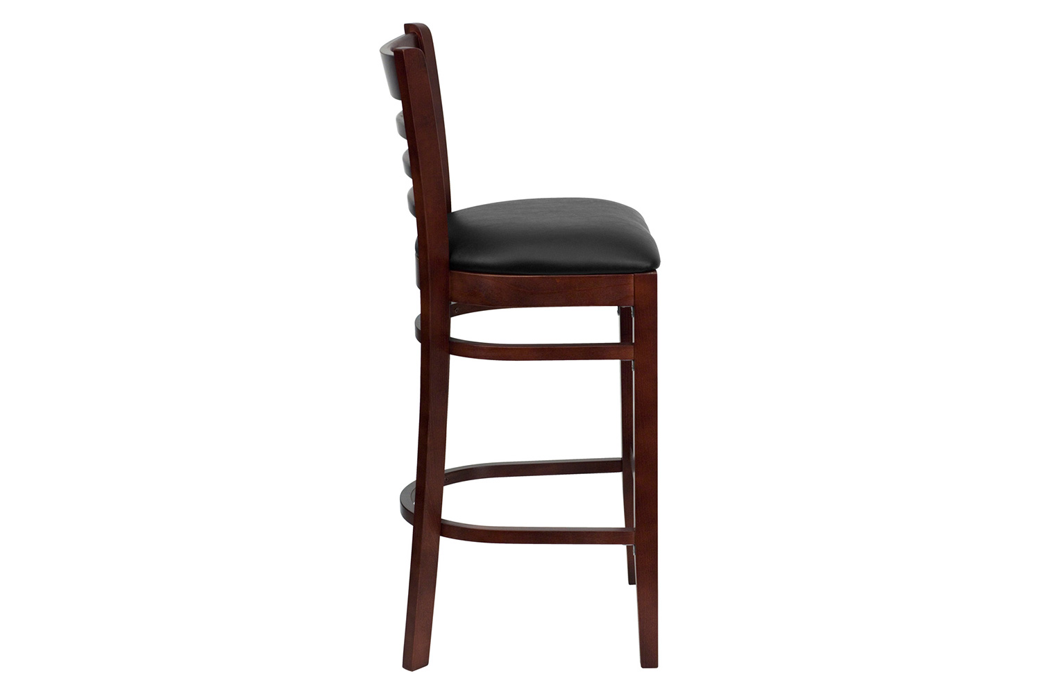 BLNK HERCULES Series Mahogany Wood Ladder Back Restaurant Bar Stool with Vinyl Seat - Black